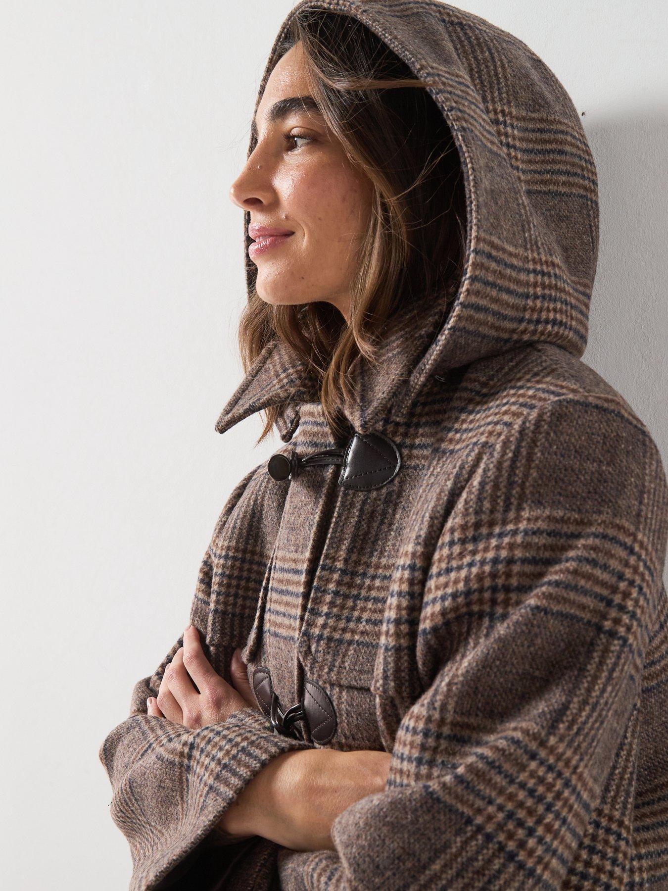Image 4 of 6 of Barbour Womens Longline Hooded Check Duffle Coat - Blue
