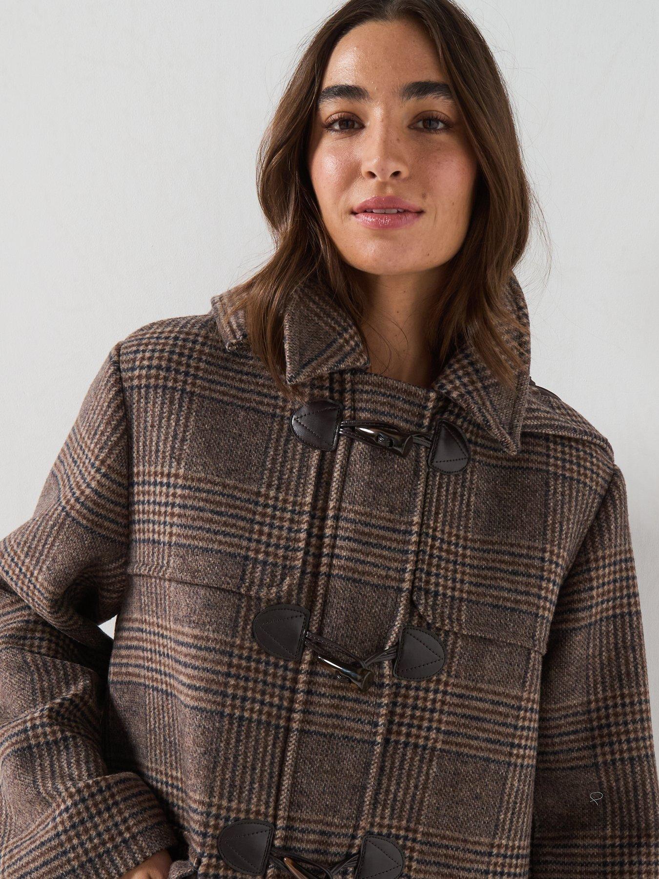 Image 5 of 6 of Barbour Womens Longline Hooded Check Duffle Coat - Blue