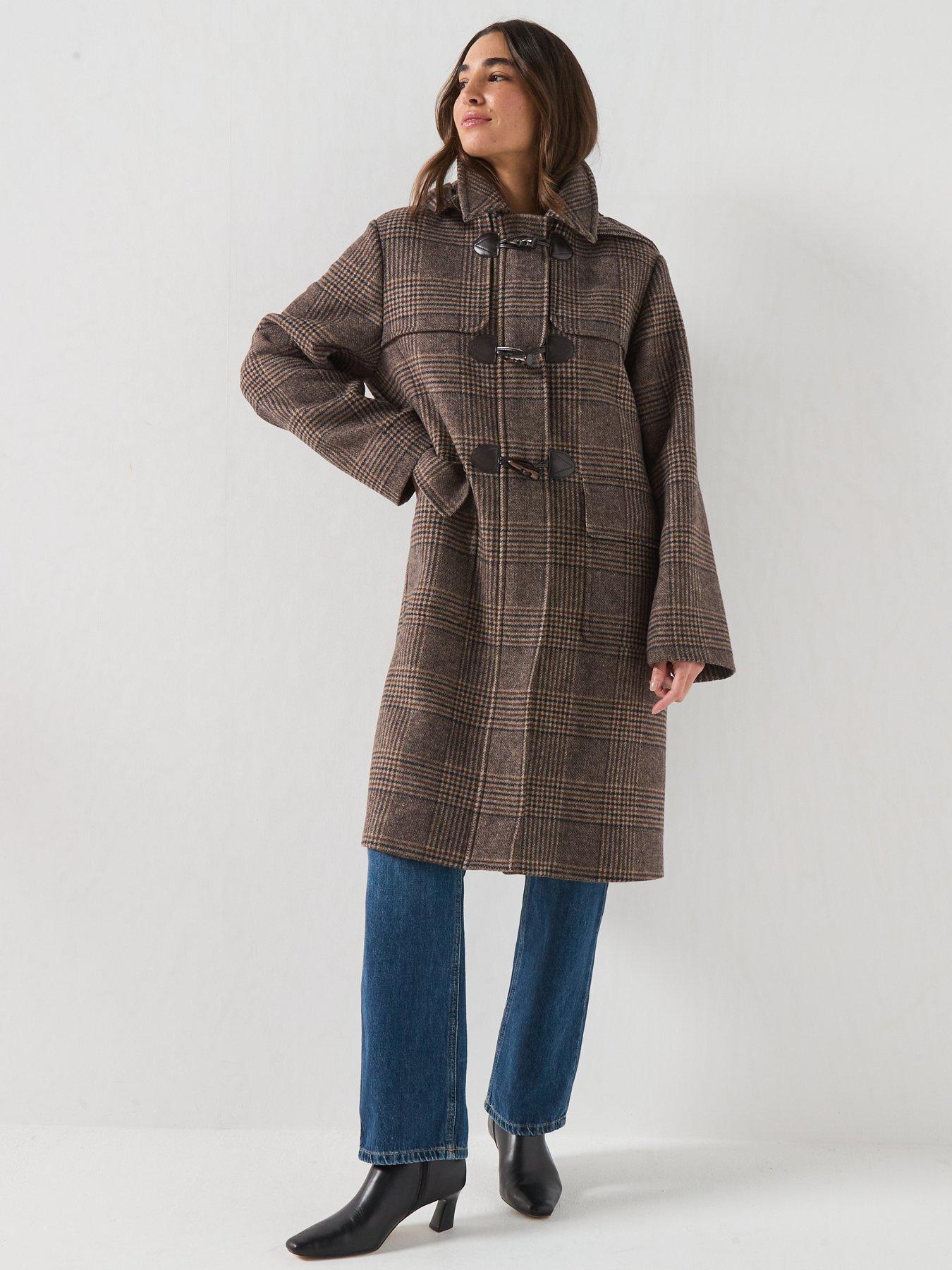 Image 6 of 6 of Barbour Womens Longline Hooded Check Duffle Coat - Blue