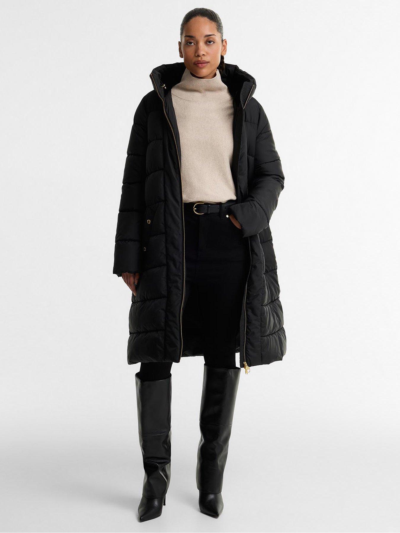 Image 2 of 5 of Barbour International Womens Brantley Longline Quilted Hooded Puffer Jacket - Black