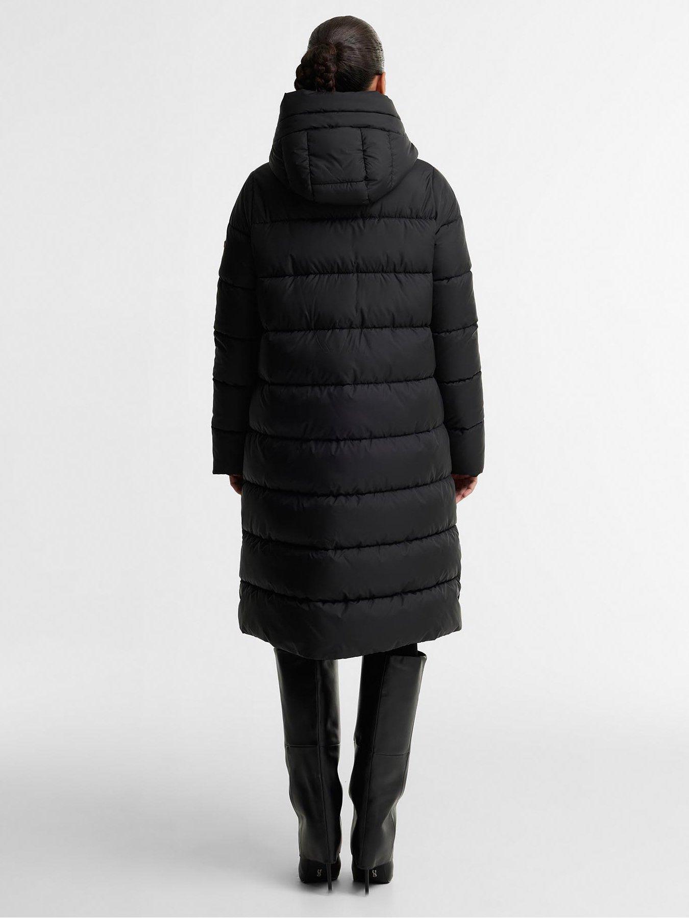 Image 3 of 5 of Barbour International Womens Brantley Longline Quilted Hooded Puffer Jacket - Black