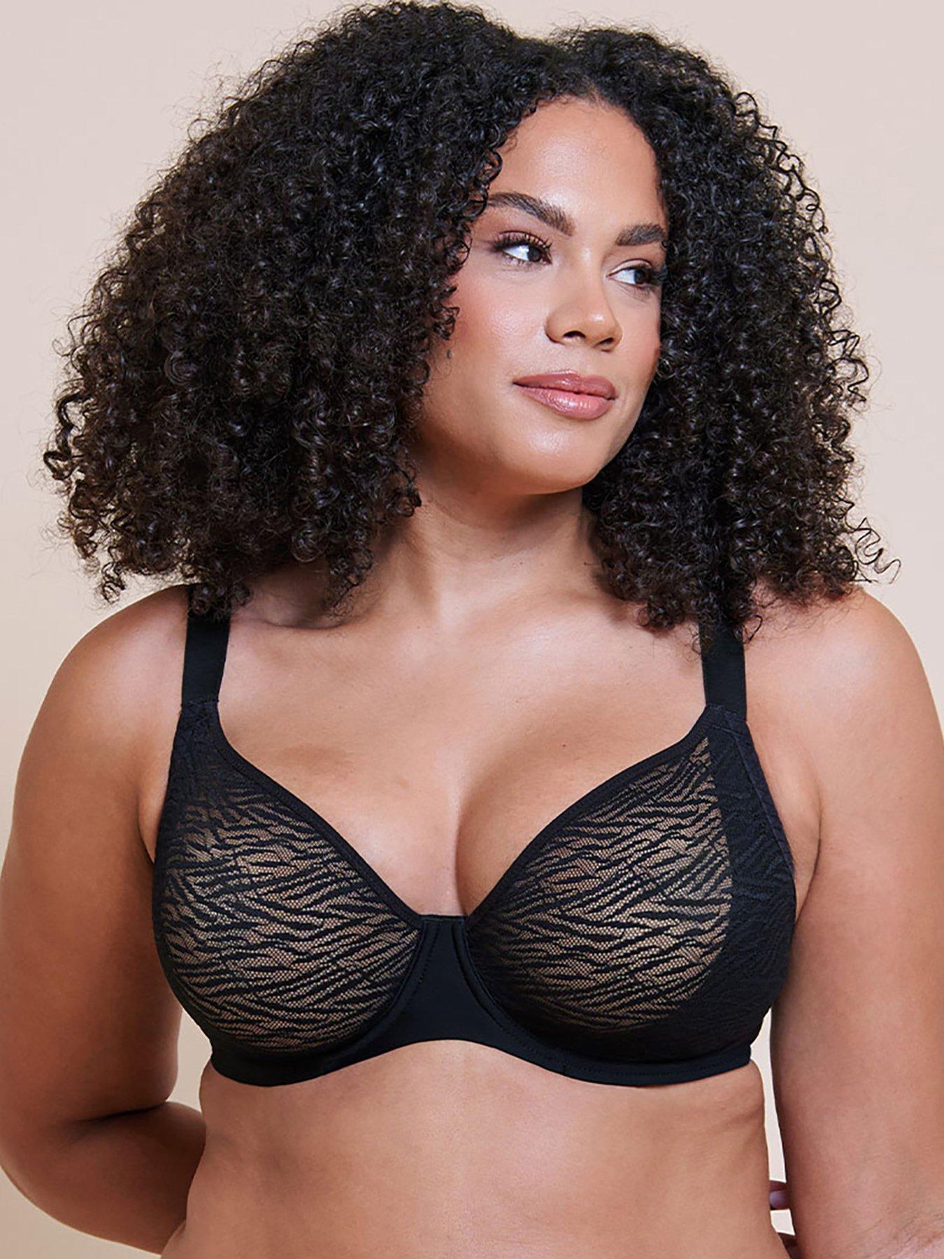 Curvy Kate Smoothie Lace Moulded Balcony Bra, Black, Size 40E, Women