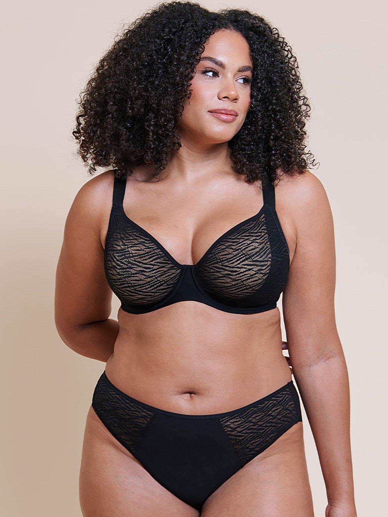 Image 1 of 6 of Curvy Kate Smoothie Lace Brazilian Brief - Black