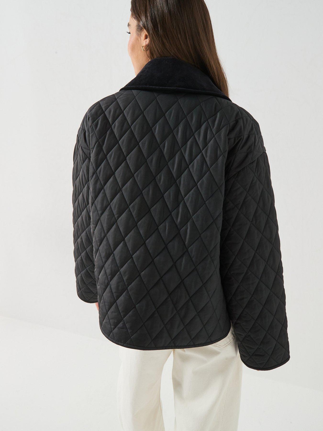 Image 2 of 6 of Barbour Womens Quilted Cord Collar Jacket - Black
