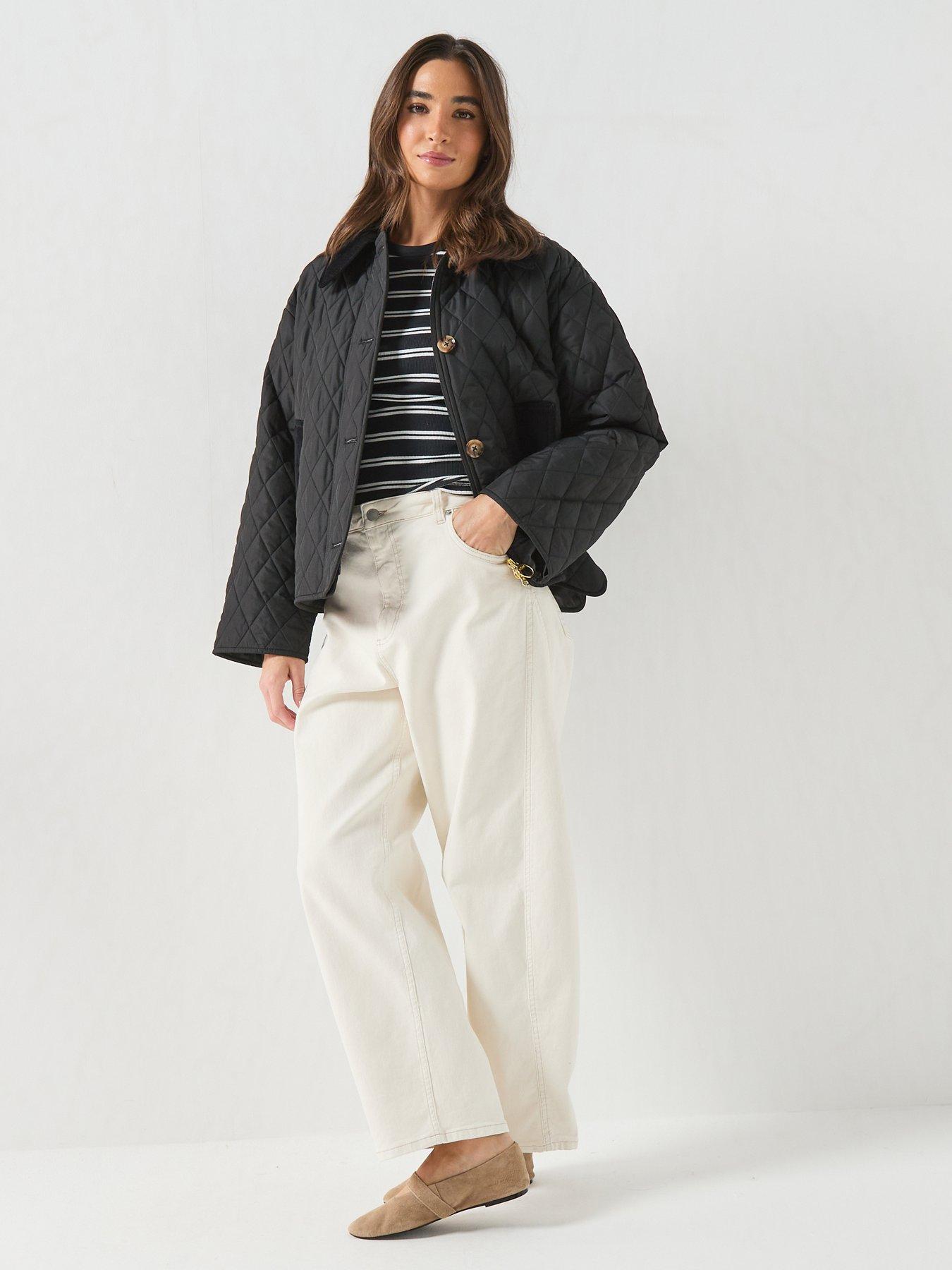 Image 3 of 6 of Barbour Womens Quilted Cord Collar Jacket - Black