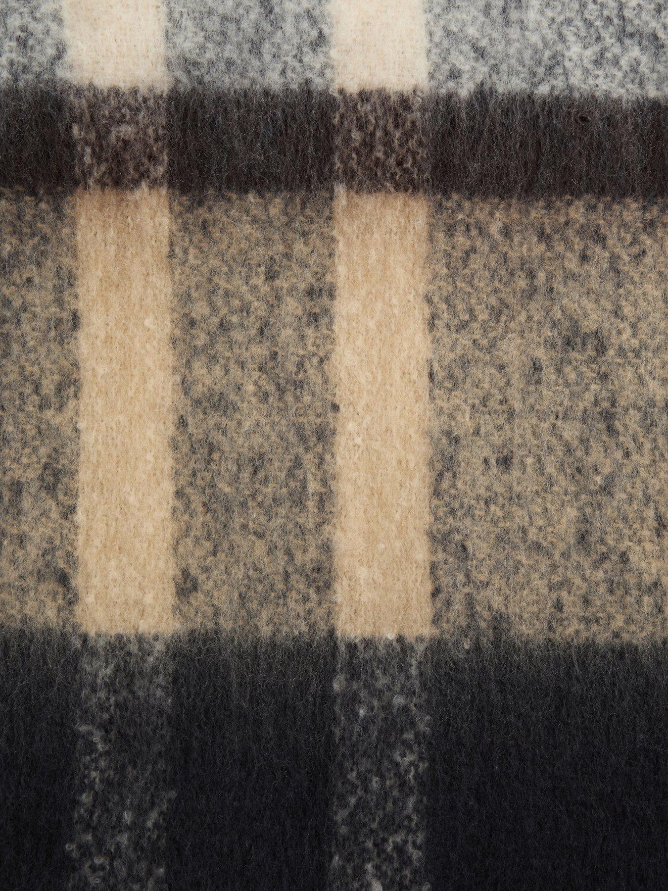 Image 3 of 3 of Barbour Womens Isla Boucle Tartan Long Scarf - Brown