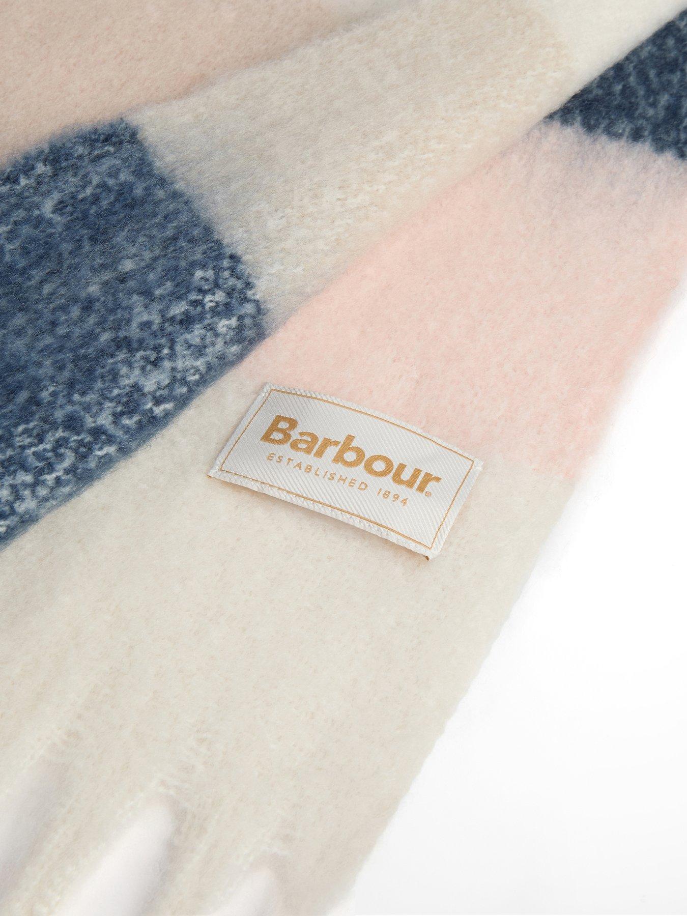 Image 3 of 5 of Barbour Womens Marie Neutral Check Tassel Scarf - Blue