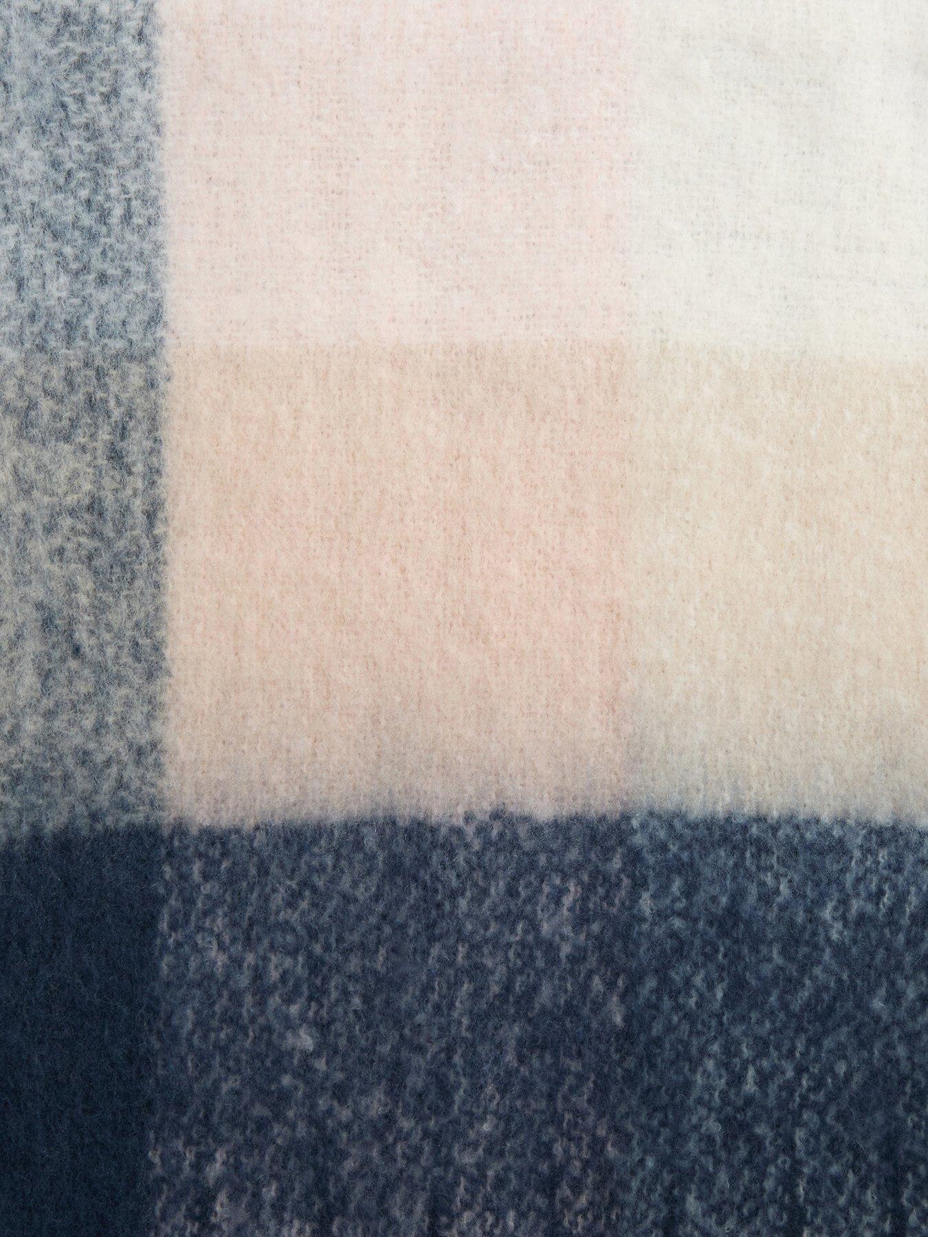Image 5 of 5 of Barbour Womens Marie Neutral Check Tassel Scarf - Blue