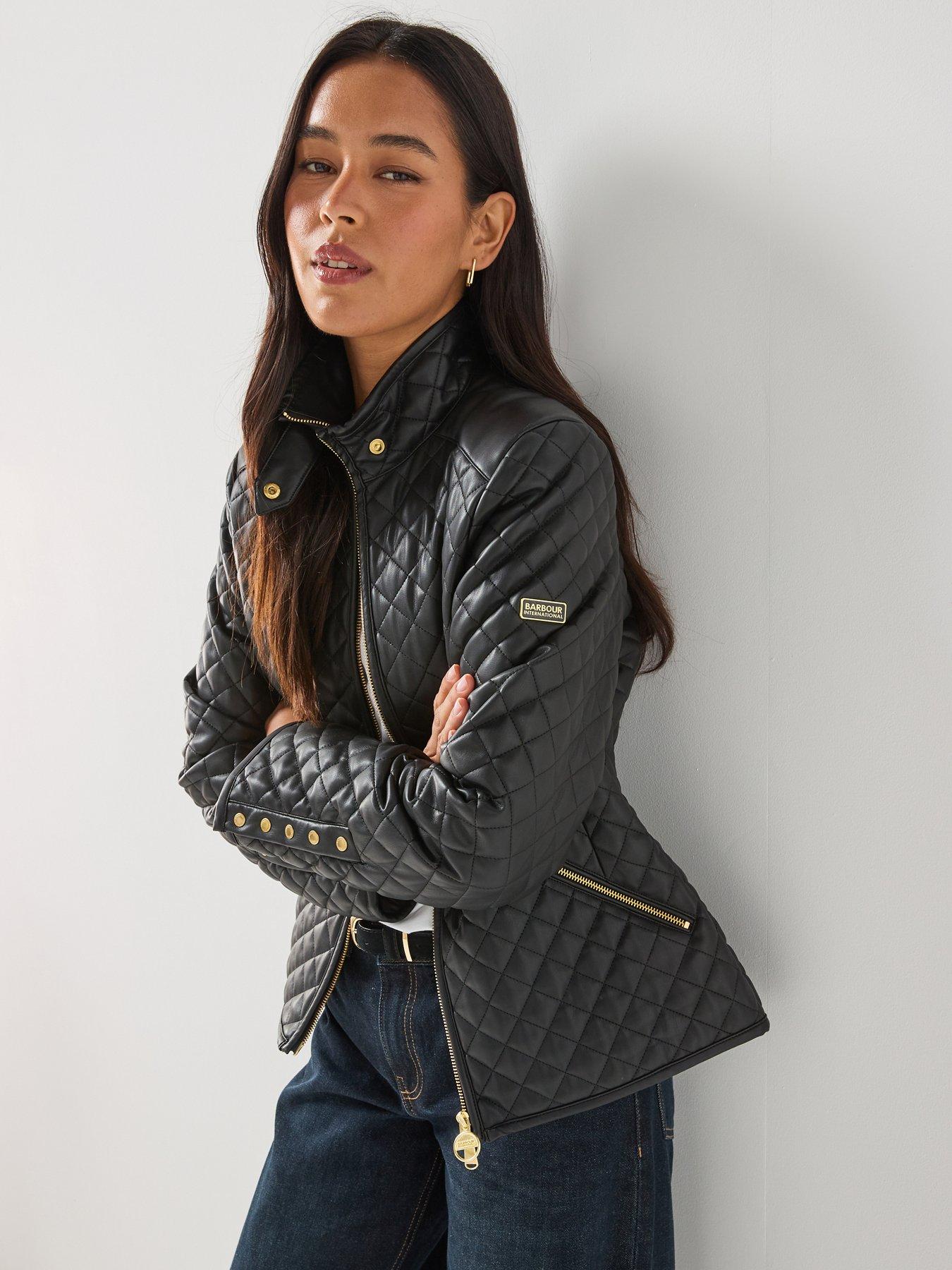 Image 1 of 6 of Barbour International Binetto Faux Leather Quilted Jacket - Black