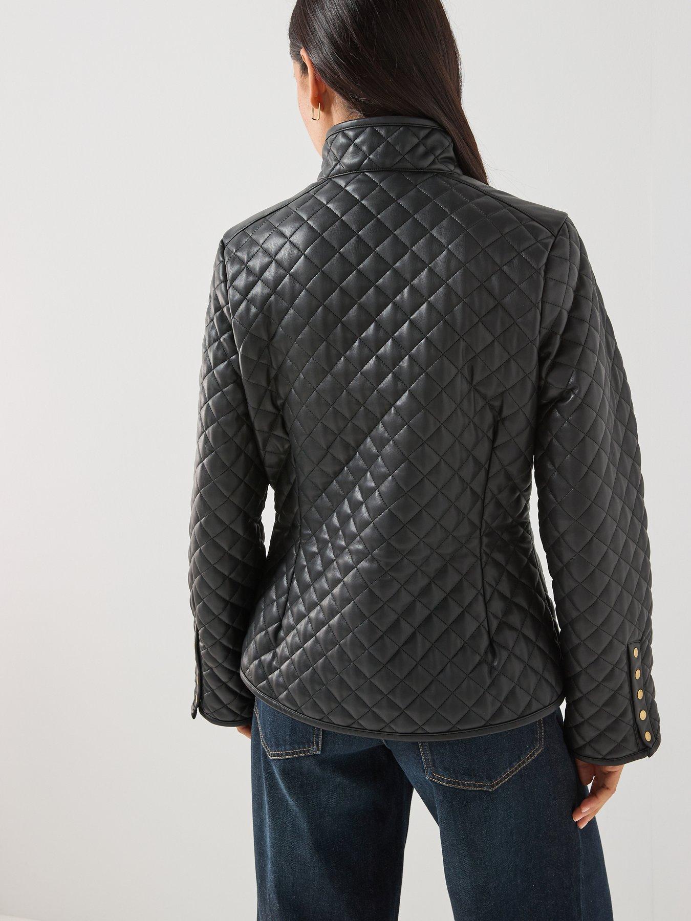 Image 2 of 6 of Barbour International Binetto Faux Leather Quilted Jacket - Black