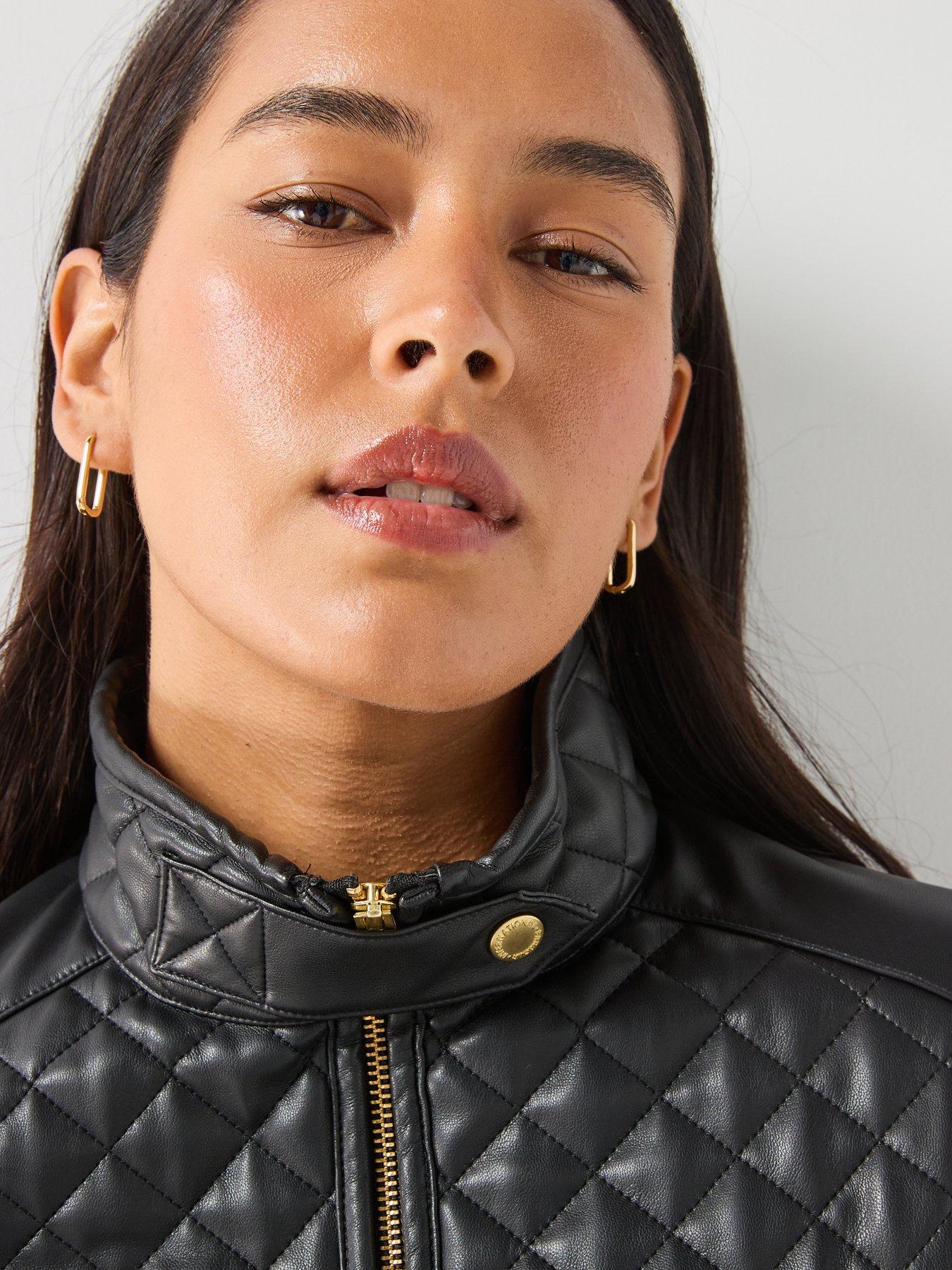 Image 4 of 6 of Barbour International Binetto Faux Leather Quilted Jacket - Black