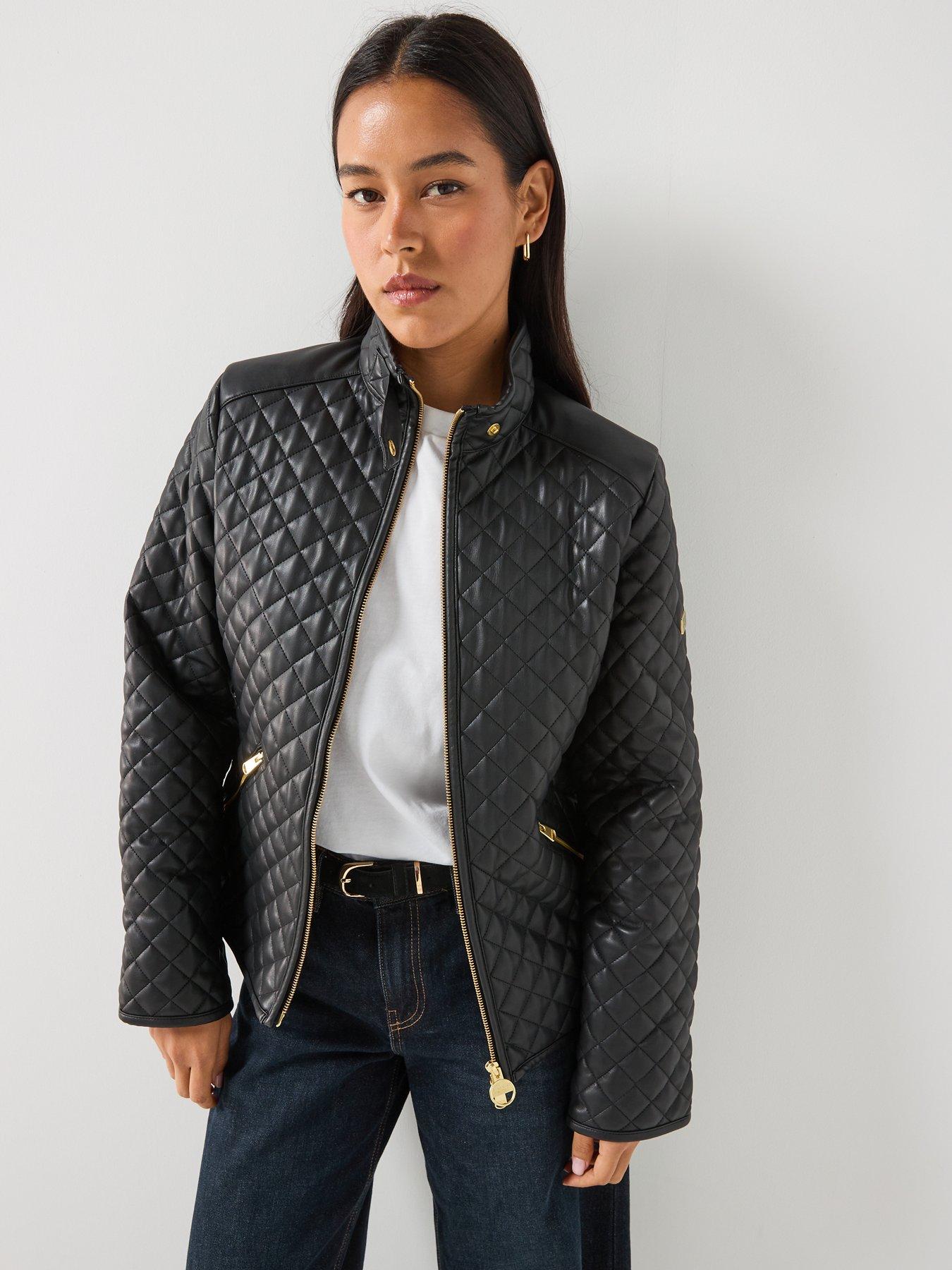Image 5 of 6 of Barbour International Binetto Faux Leather Quilted Jacket - Black