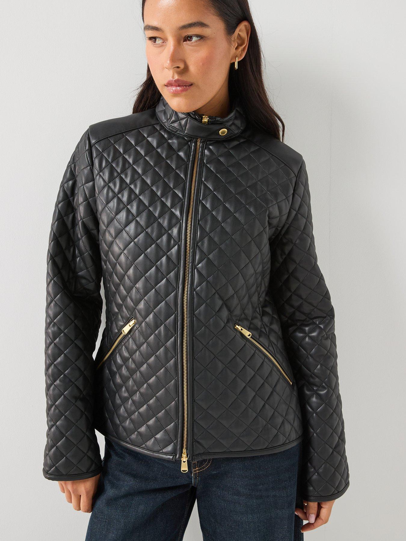 Image 6 of 6 of Barbour International Binetto Faux Leather Quilted Jacket - Black