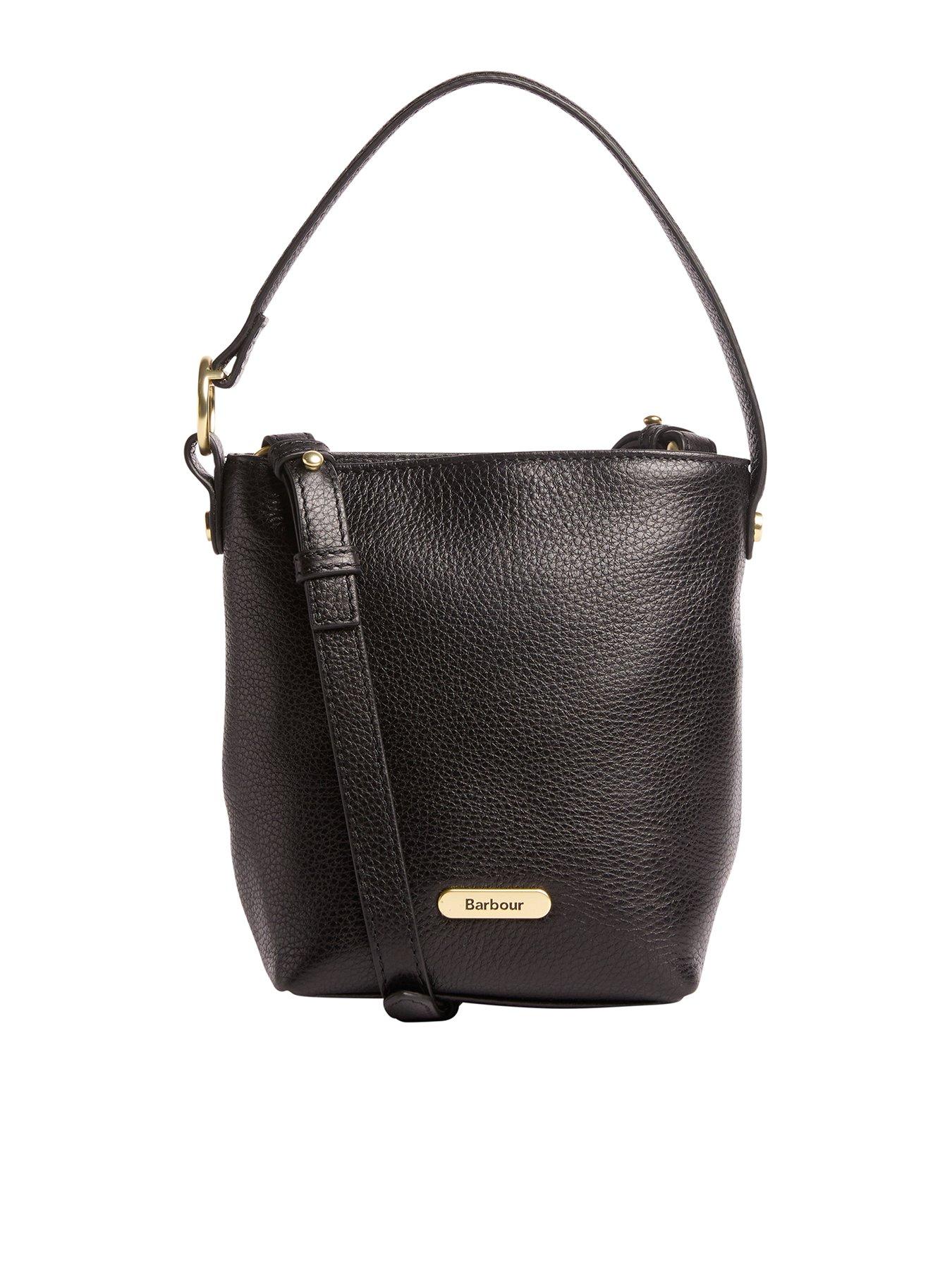 Barbour Cedar Mini Leather Bucket Bag - Black