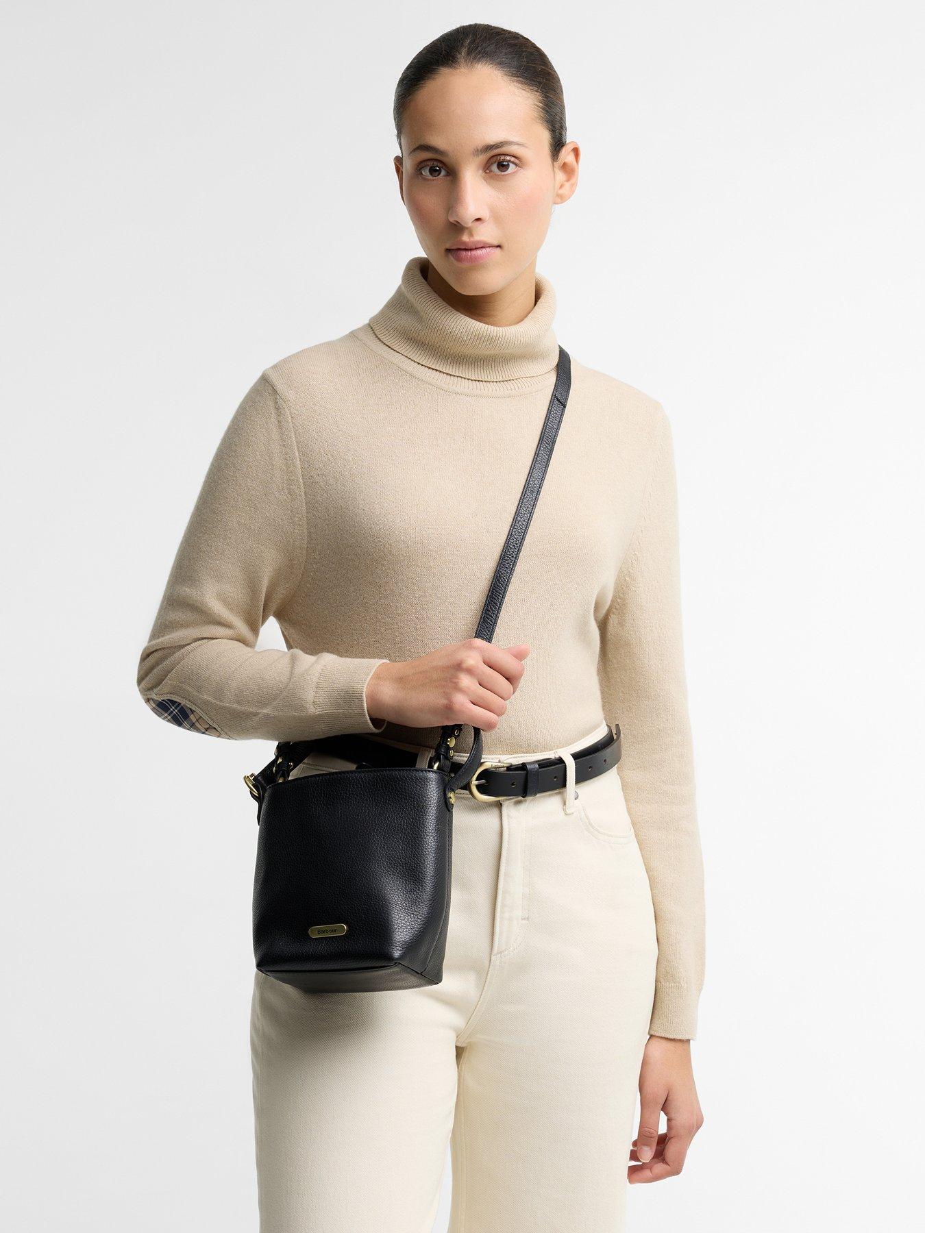Image 3 of 4 of Barbour Cedar Mini Leather Bucket Bag - Black