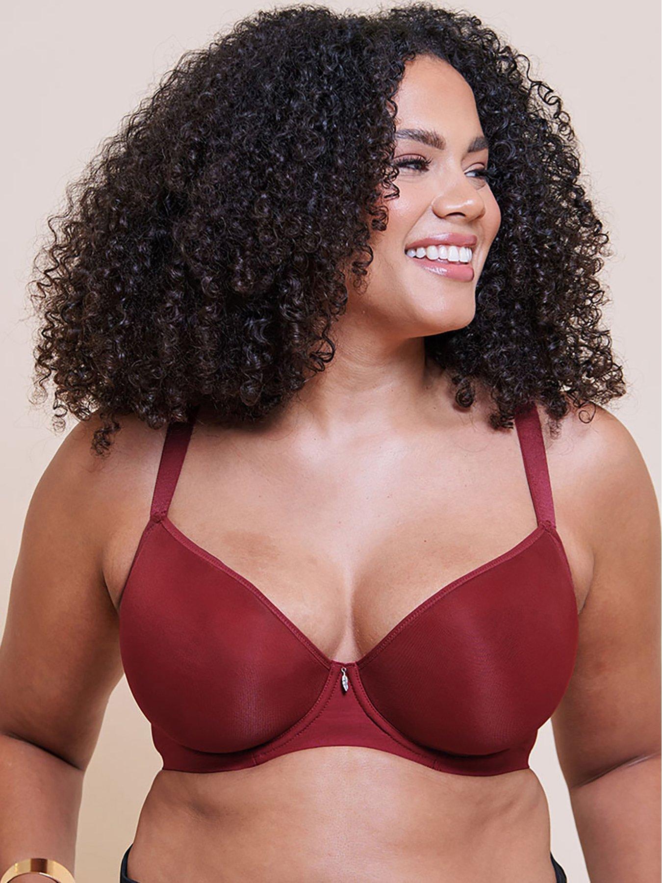 Image 1 of 6 of Curvy Kate Smoothie Spacer Moulded T-shirt Plunge Bra - Deep Red