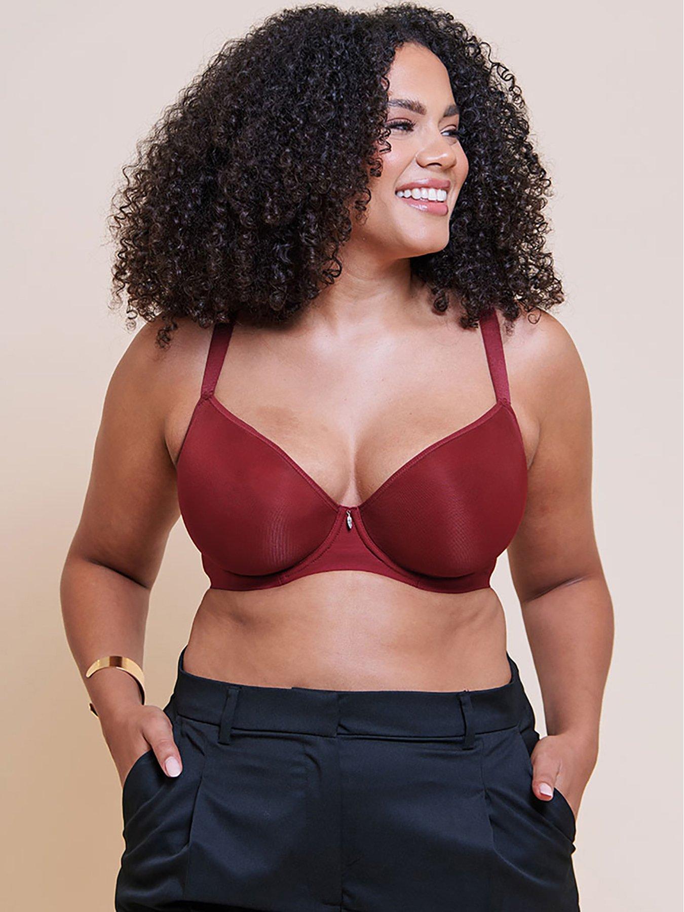 Image 3 of 6 of Curvy Kate Smoothie Spacer Moulded T-shirt Plunge Bra - Deep Red