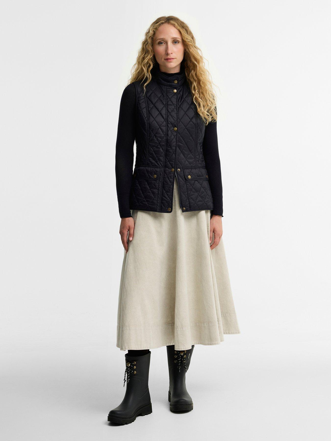 Image 6 of 7 of Barbour Womens Devlin Midi Lace-Front Chunky Sole Wellington Boots - Black