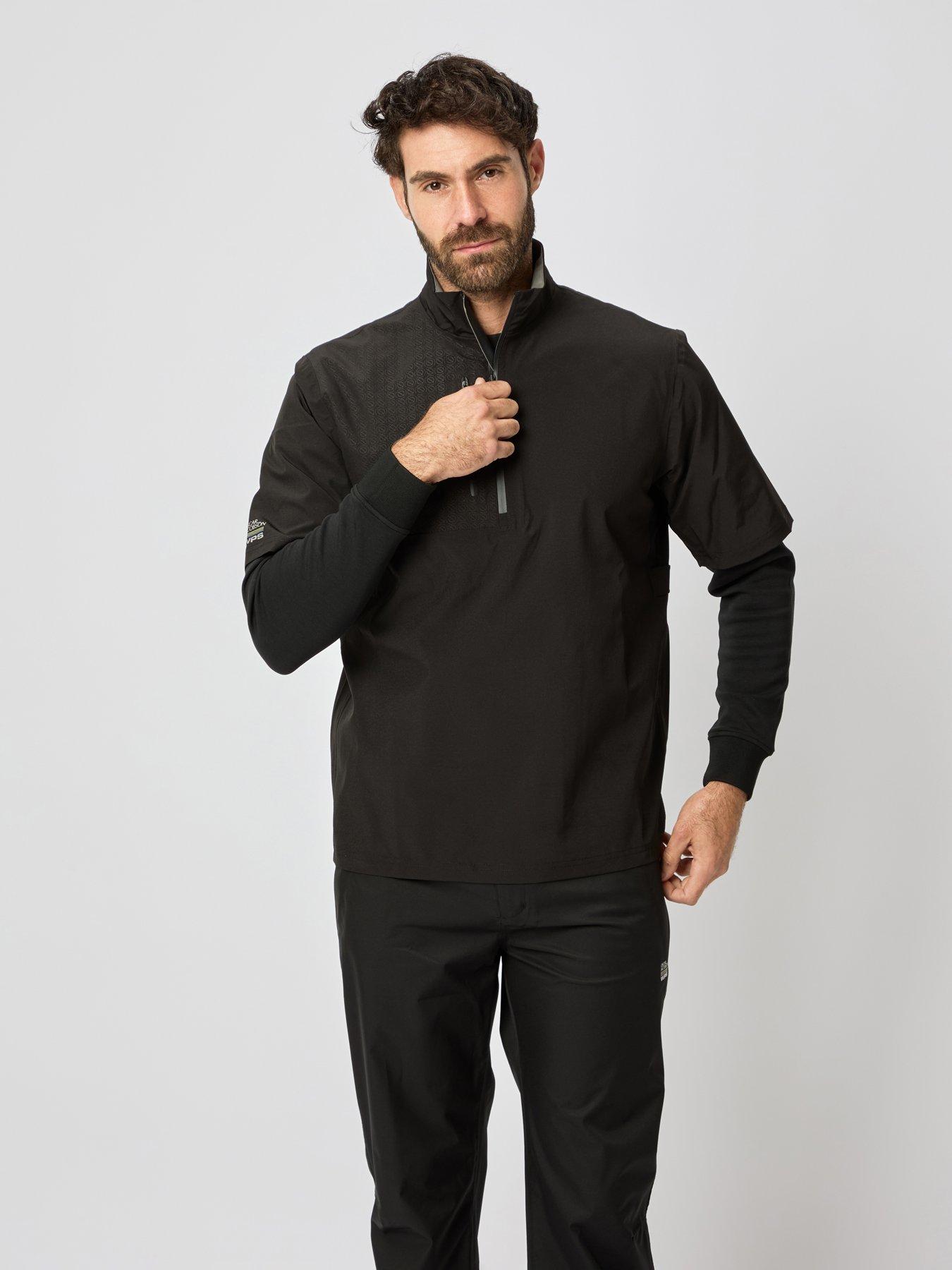 Oscar Jacobson Mens Golf Arlington Short Sleeved Waterproof - Black