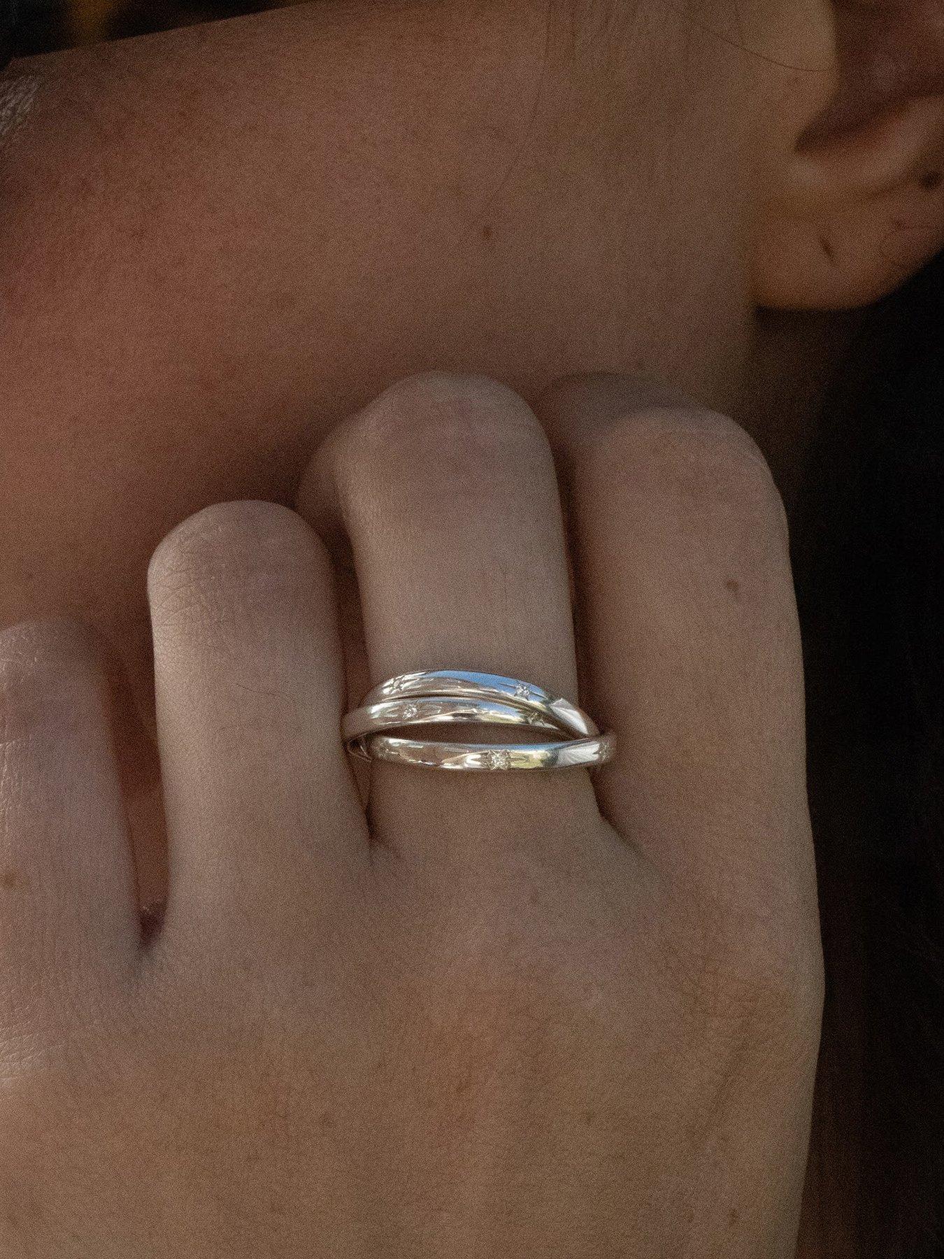 Seol + Gold Sterling Silver CZ Star Constellation Rolling Ring | Very