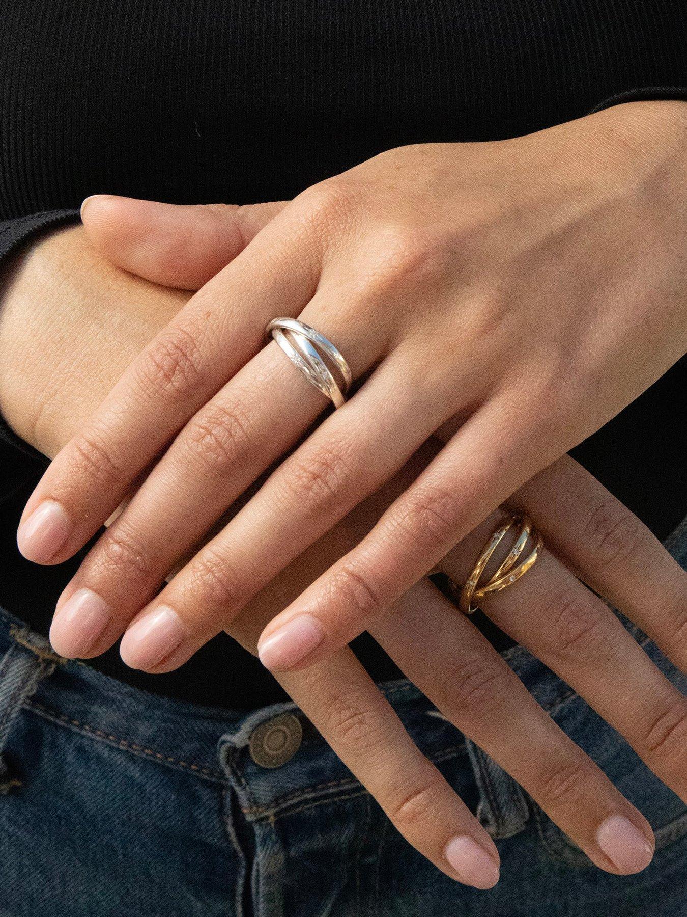Seol + Gold Sterling Silver CZ Star Constellation Rolling Ring | Very