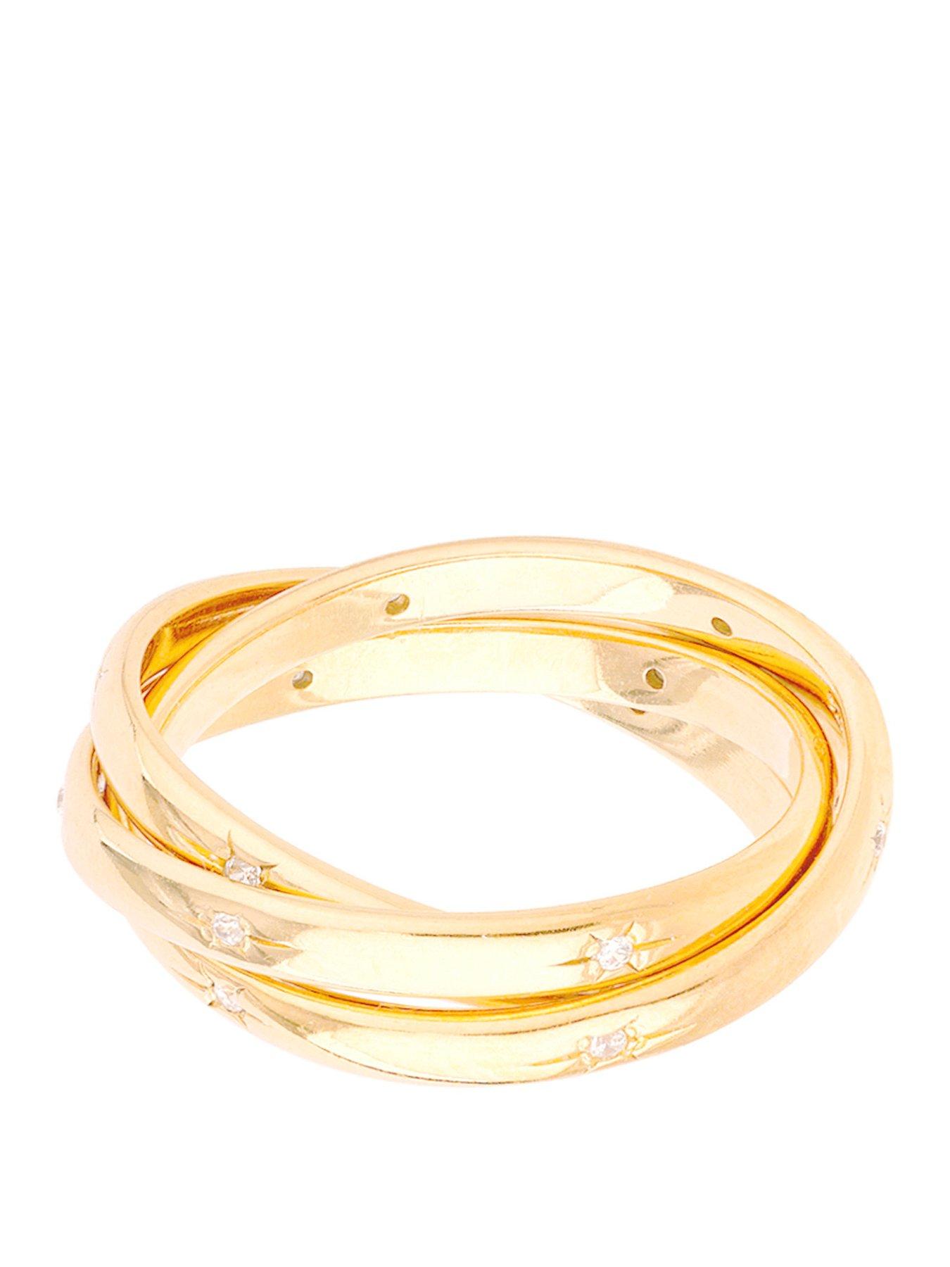 Seol + Gold 18ct Gold Plated CZ Star Constellation Rolling Ring