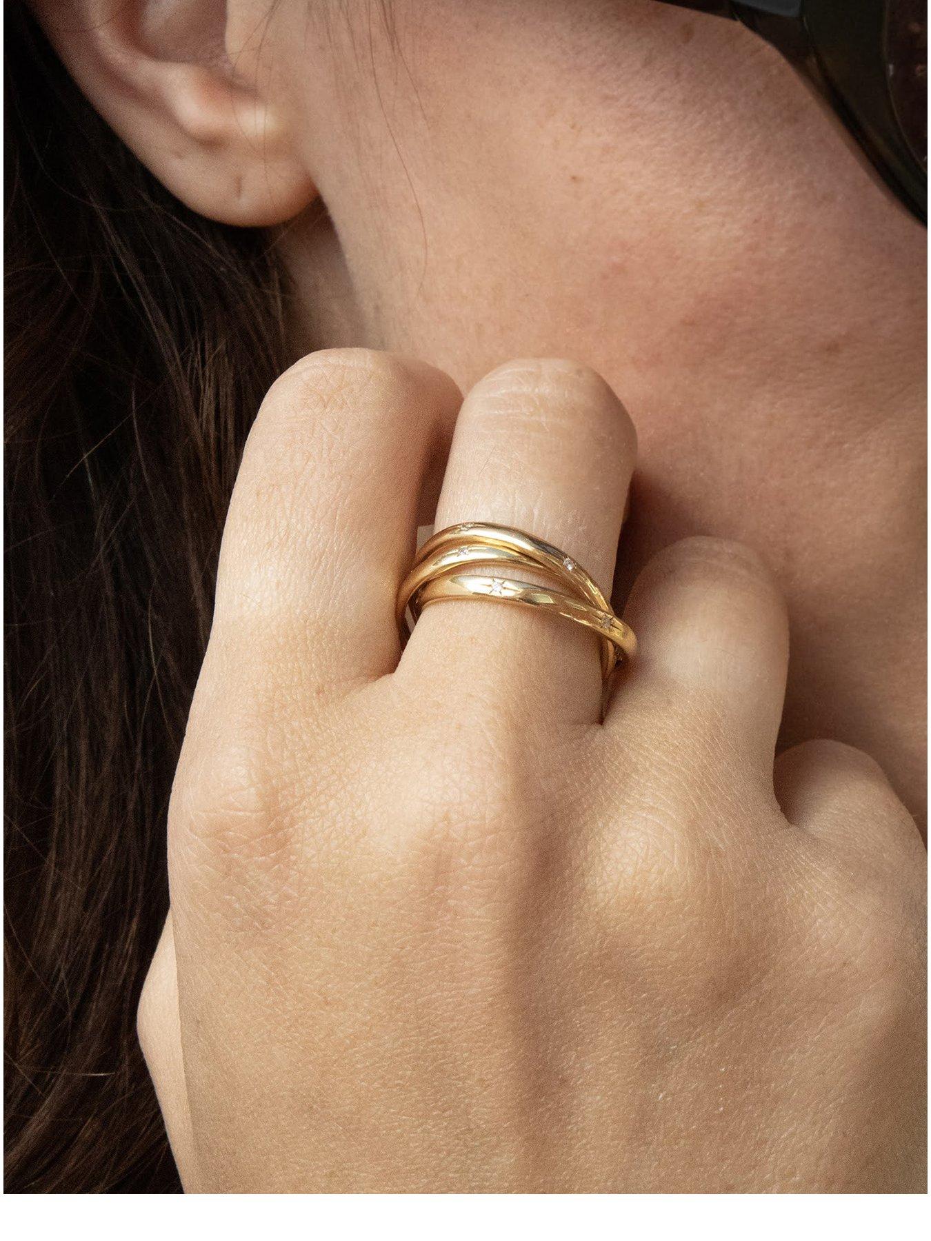 Seol + Gold 18ct Gold Plated CZ Star Constellation Rolling Ring | Very