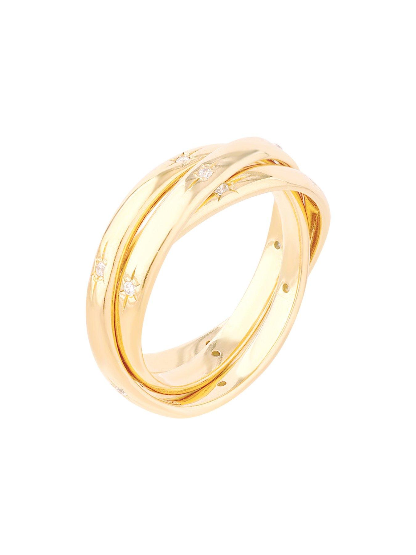 Seol + Gold 18ct Gold Plated CZ Star Constellation Rolling Ring | Very