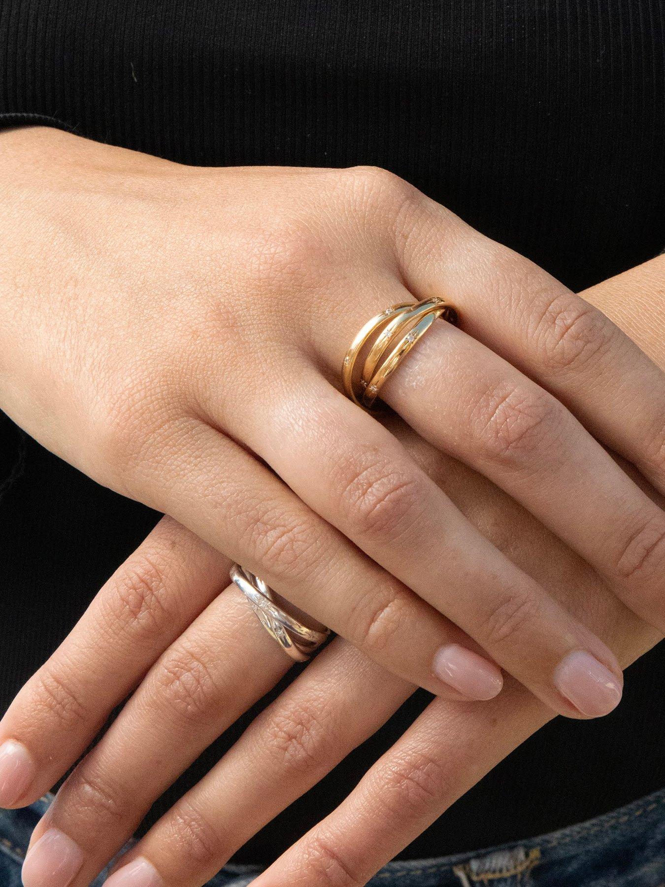 Seol + Gold 18ct Gold Plated CZ Star Constellation Rolling Ring | Very