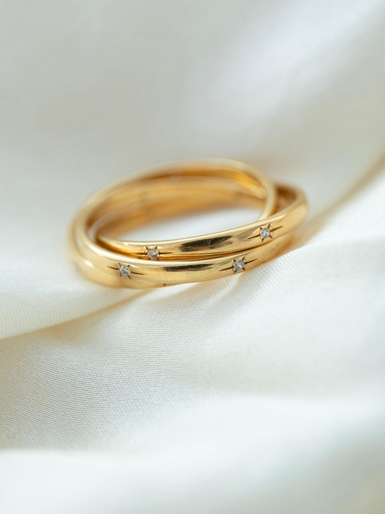 Seol + Gold 18ct Gold Plated CZ Star Constellation Rolling Ring | Very