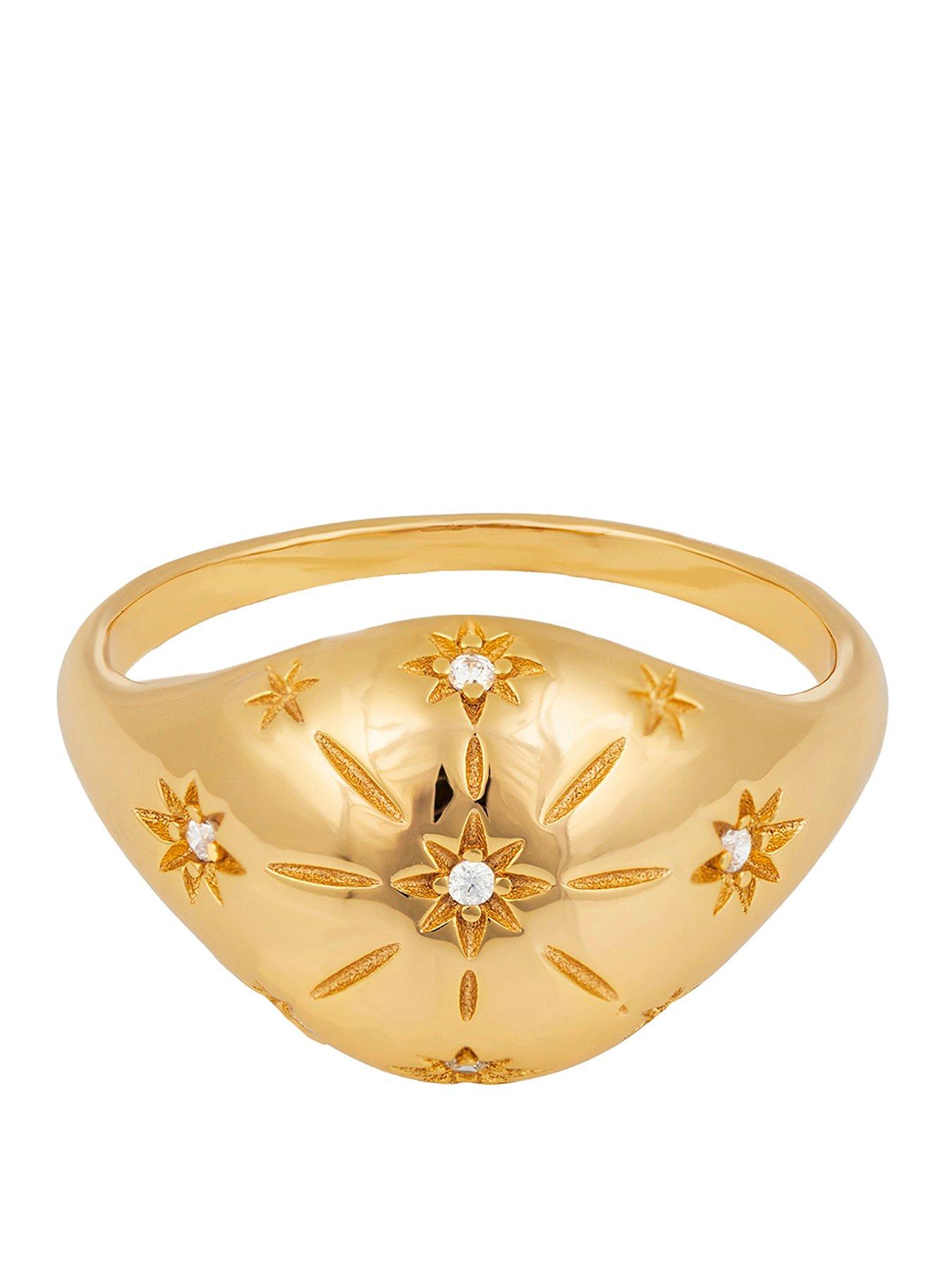 Seol + Gold 18ct Gold Plated Domed CZ Star Ring
