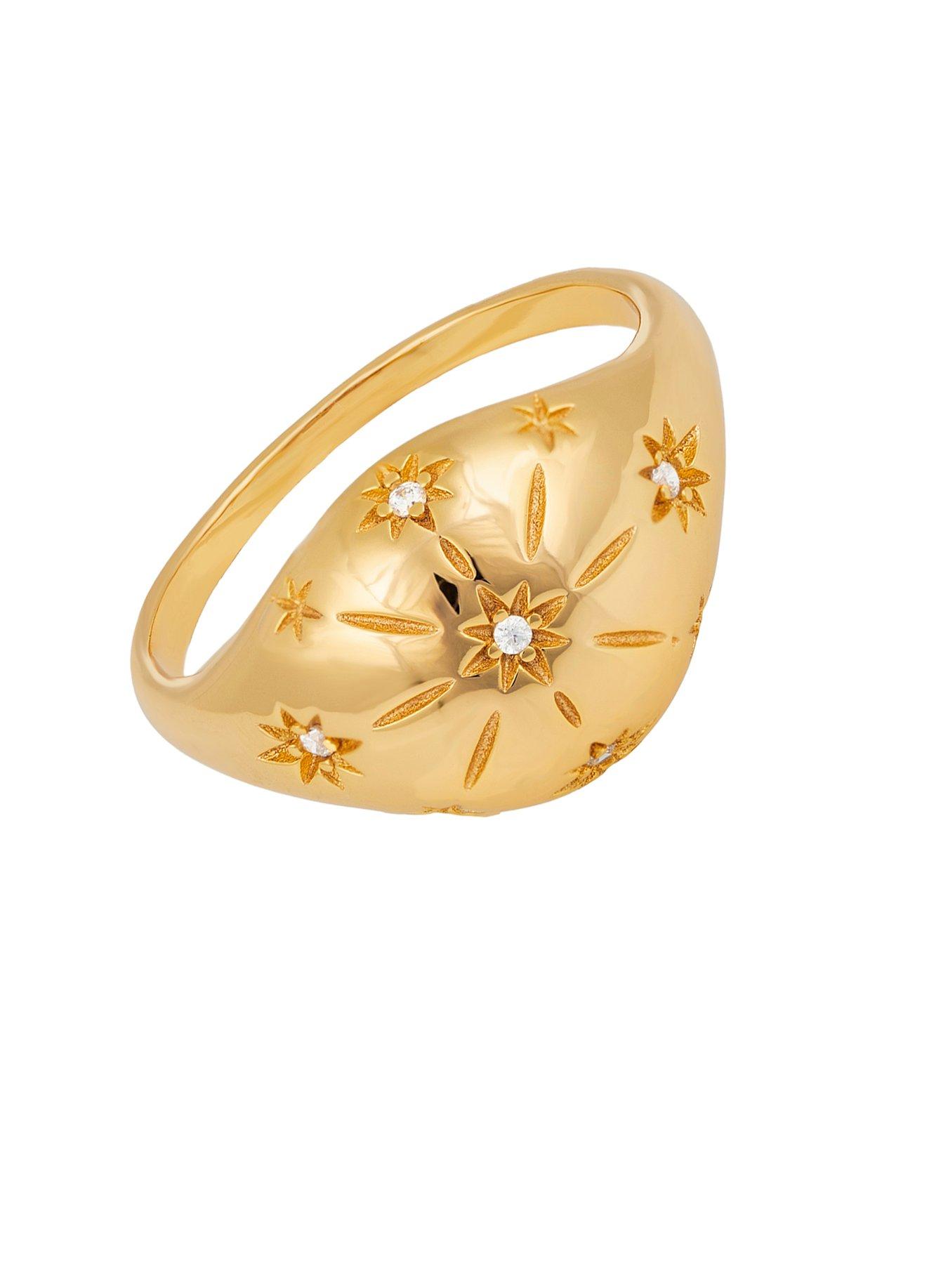 Seol + Gold 18ct Gold Plated Domed CZ Star Ring | Very