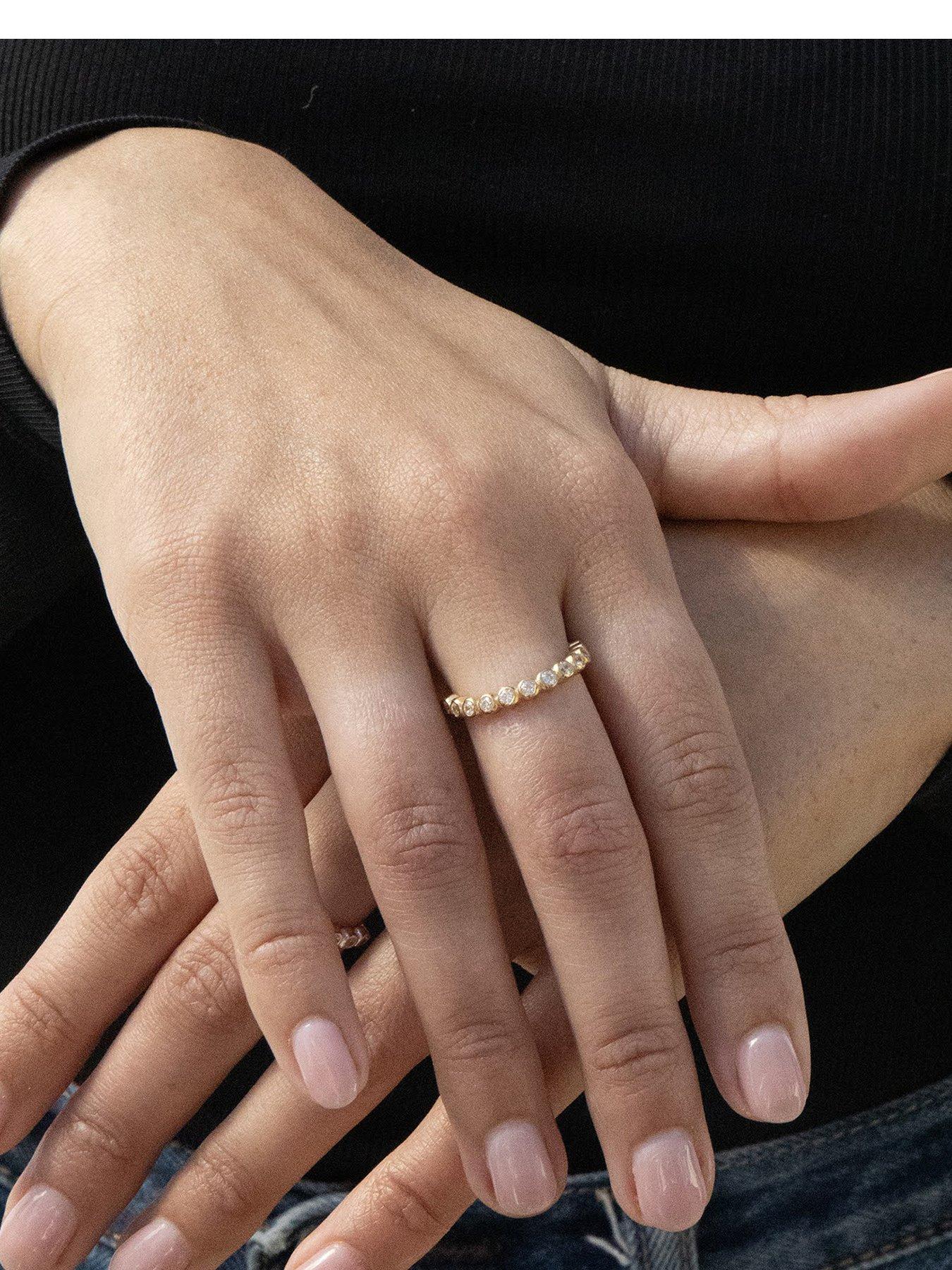 Image 1 of 7 of Seol + Gold 18ct Gold Plated CZ Bezel Wave Ring