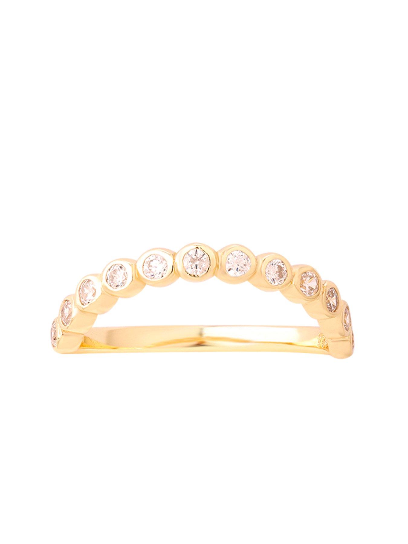 Image 2 of 7 of Seol + Gold 18ct Gold Plated CZ Bezel Wave Ring