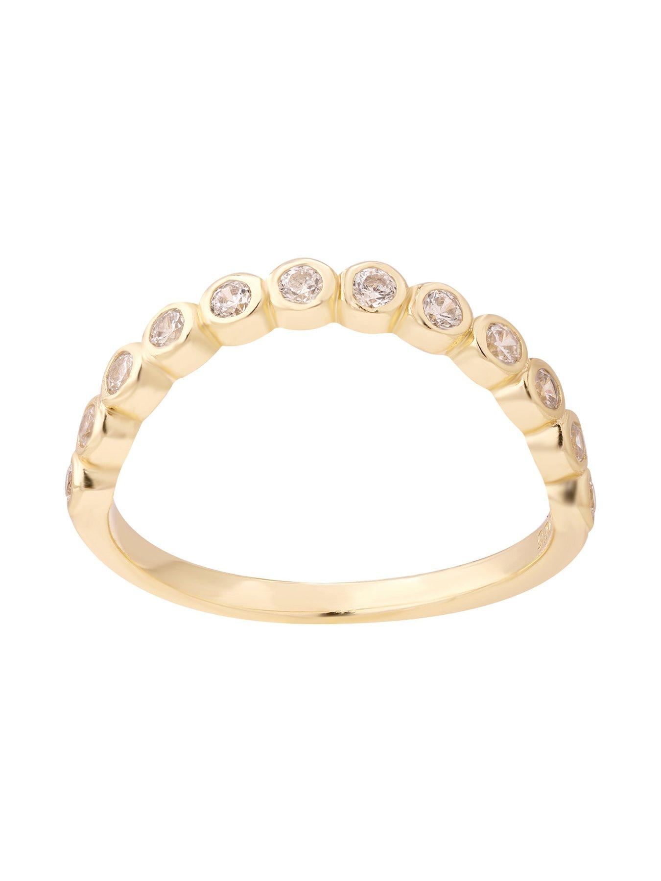 Image 3 of 7 of Seol + Gold 18ct Gold Plated CZ Bezel Wave Ring