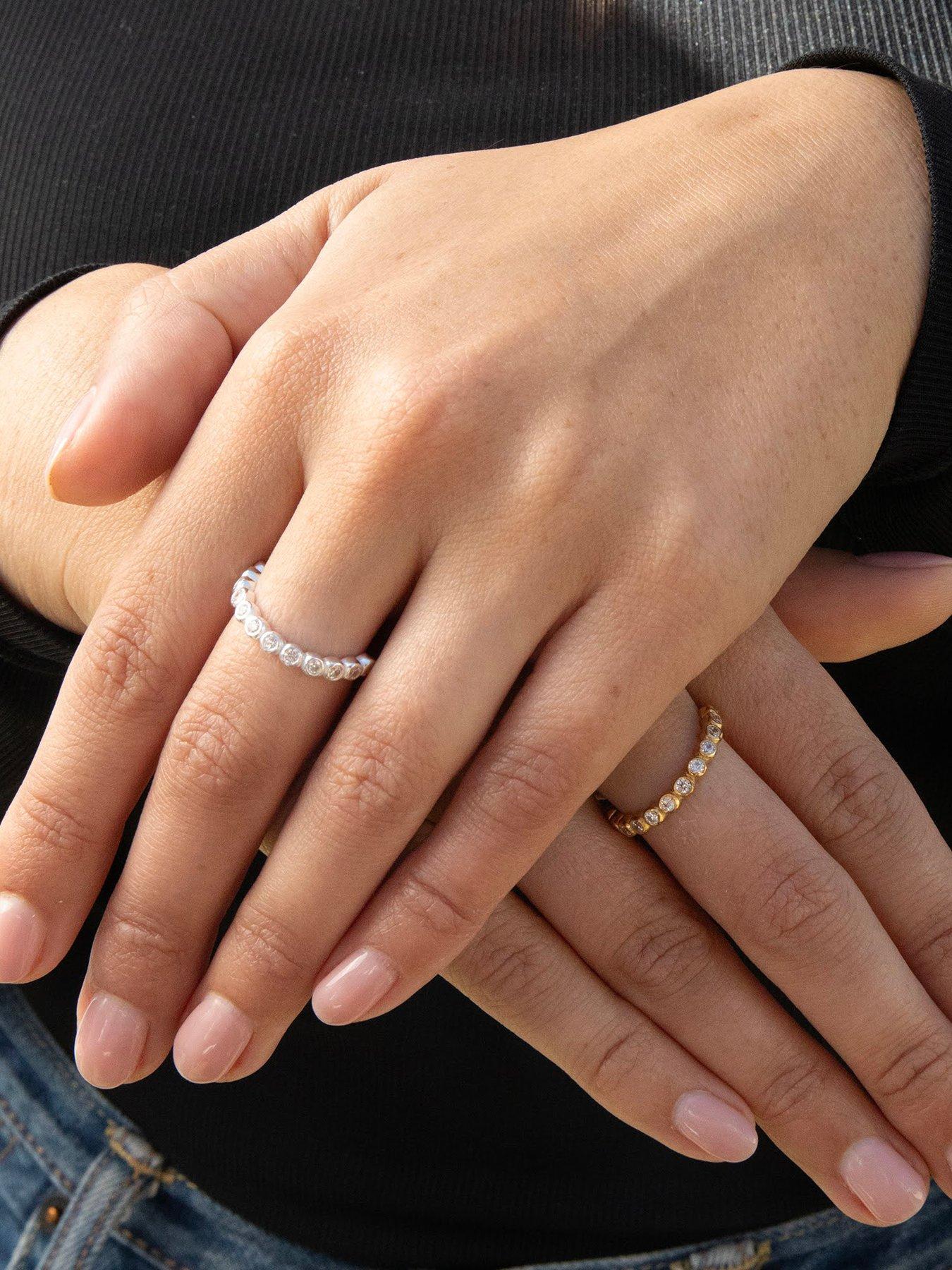 Image 4 of 7 of Seol + Gold 18ct Gold Plated CZ Bezel Wave Ring
