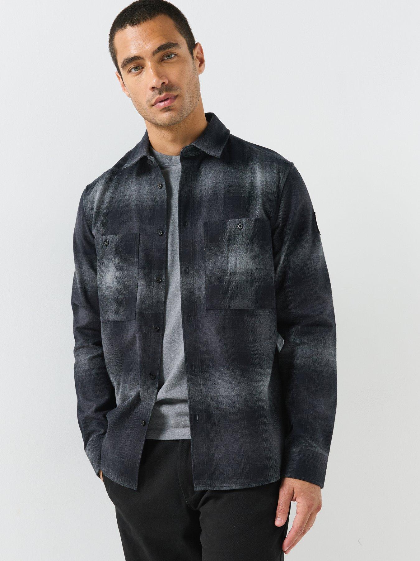 Belstaff Men's Outpost Checked Brushed Cotton Flannel Shirt, Black, Size Xl, Men