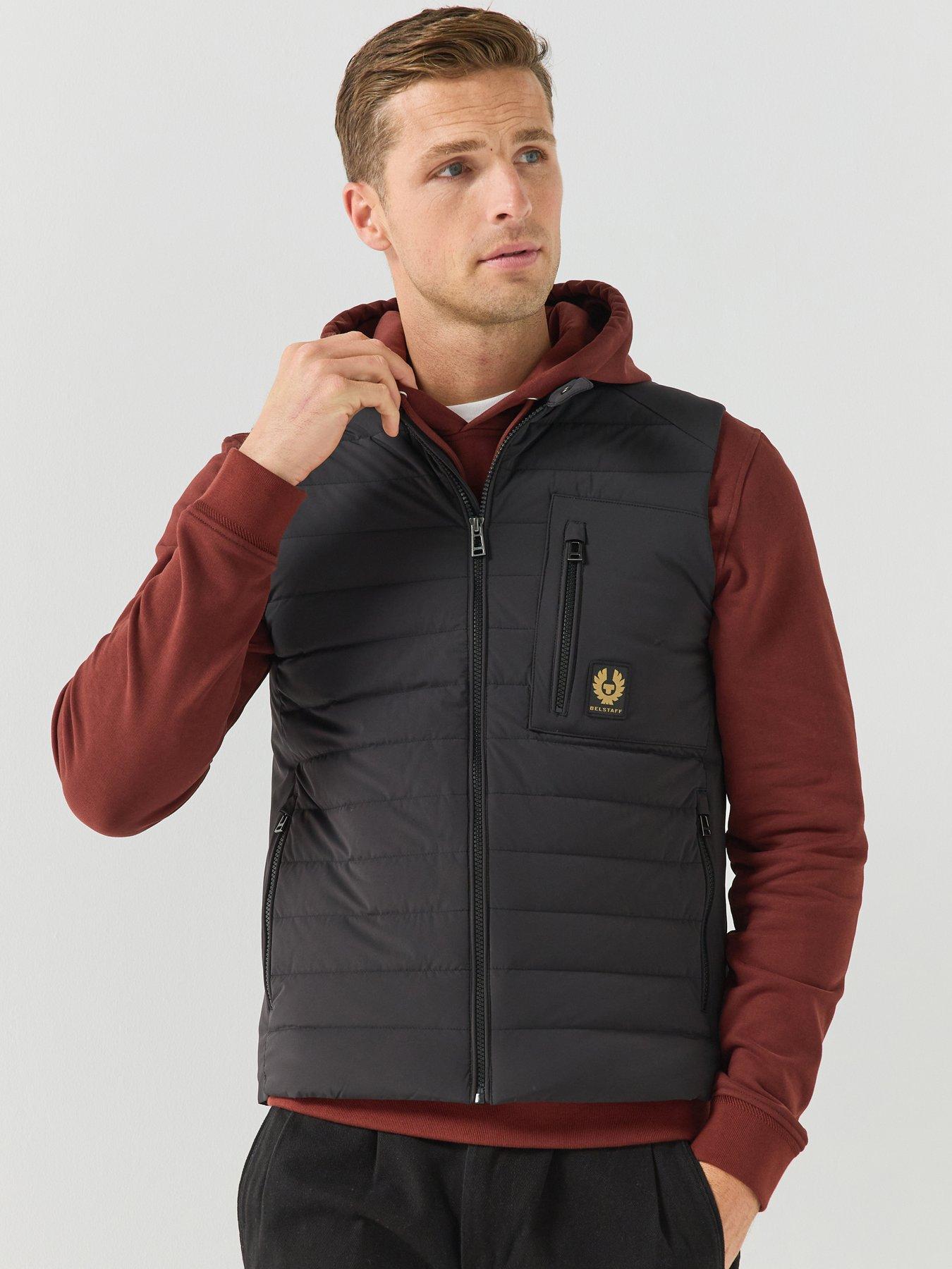 Image 1 of 6 of Belstaff Mens Chassis Padded Full-Zip Quilted Gilet - Black
