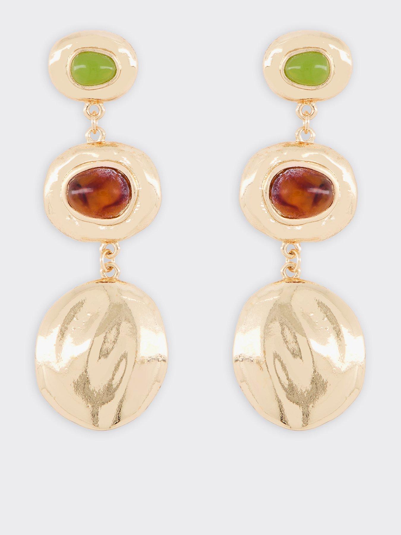 The Very Collection Tone Stone Teardrop Earrings - Gold