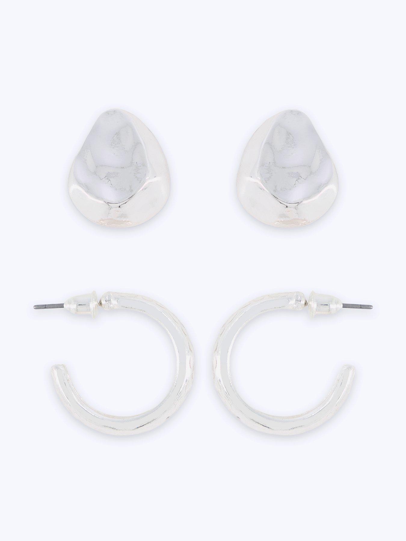 The Very Collection 2 Pack Silver Tone Drop Stud Earrings