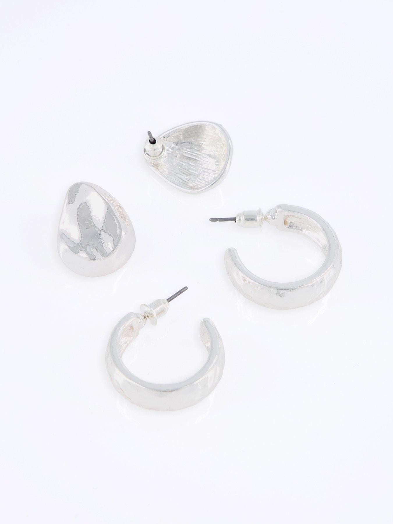 Image 2 of 3 of The Very Collection 2 Pack Silver Tone Drop Stud Earrings