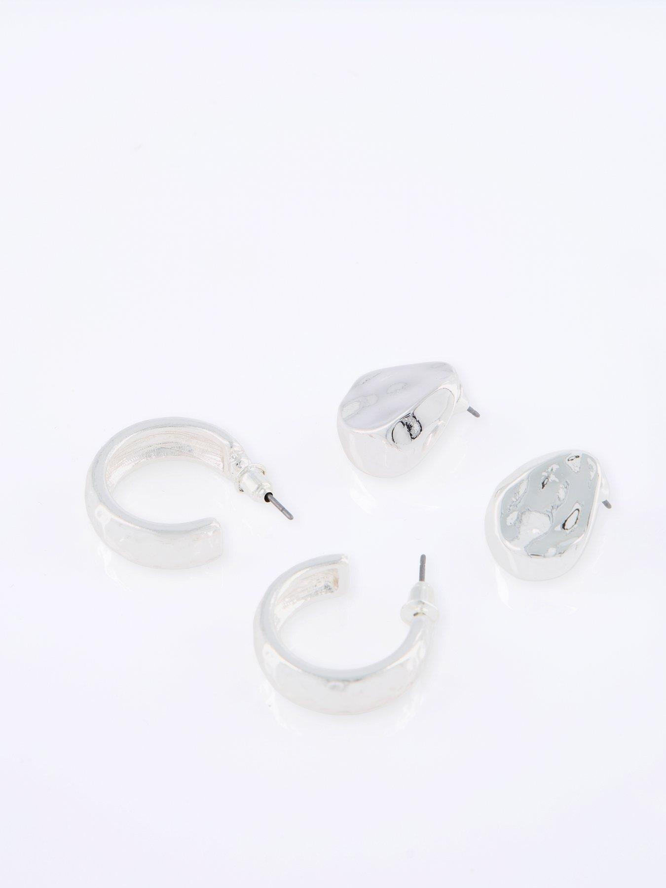 Image 3 of 3 of The Very Collection 2 Pack Silver Tone Drop Stud Earrings