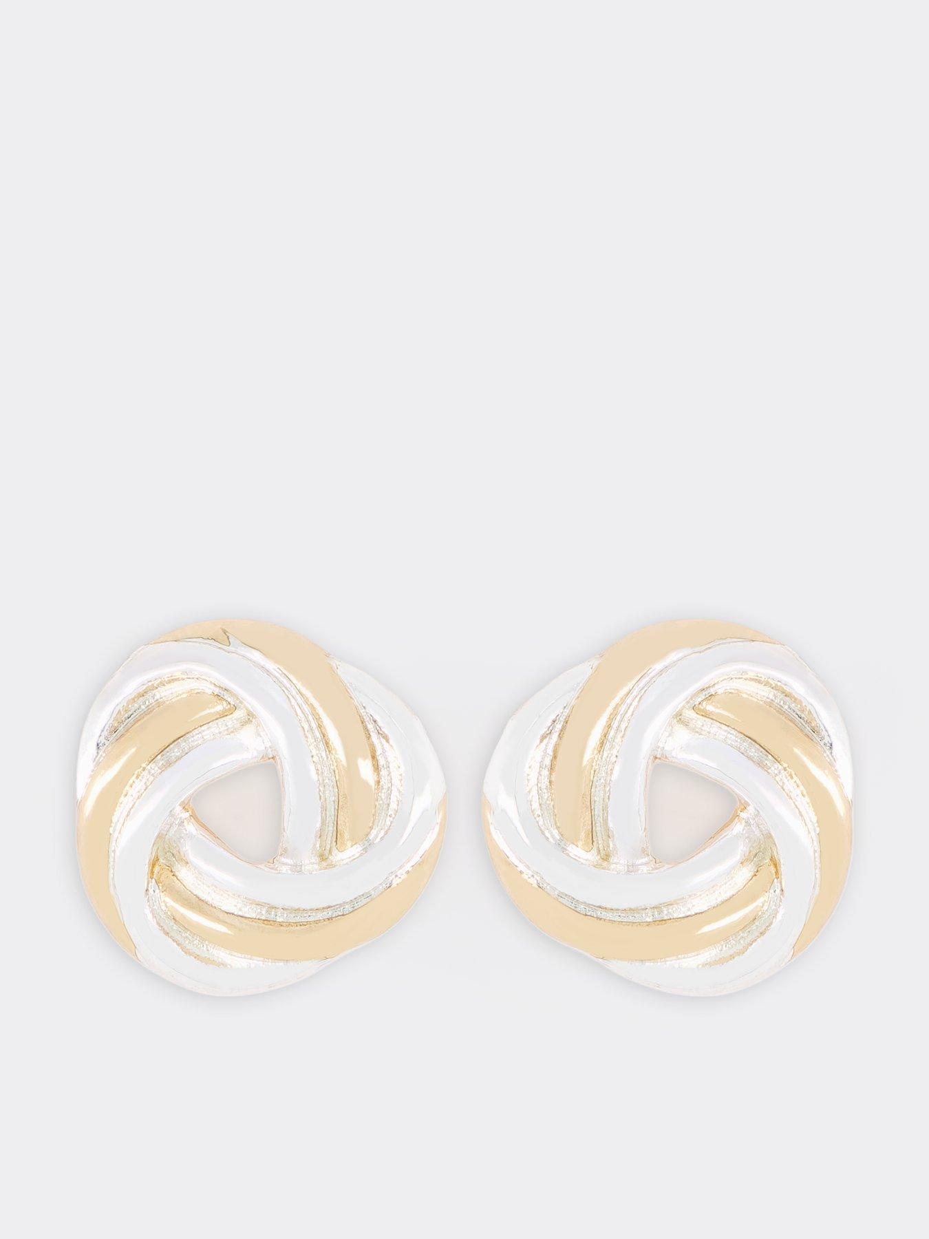 Image 1 of 3 of The Very Collection Mixed Metal Knot Stud Earrings - Multi