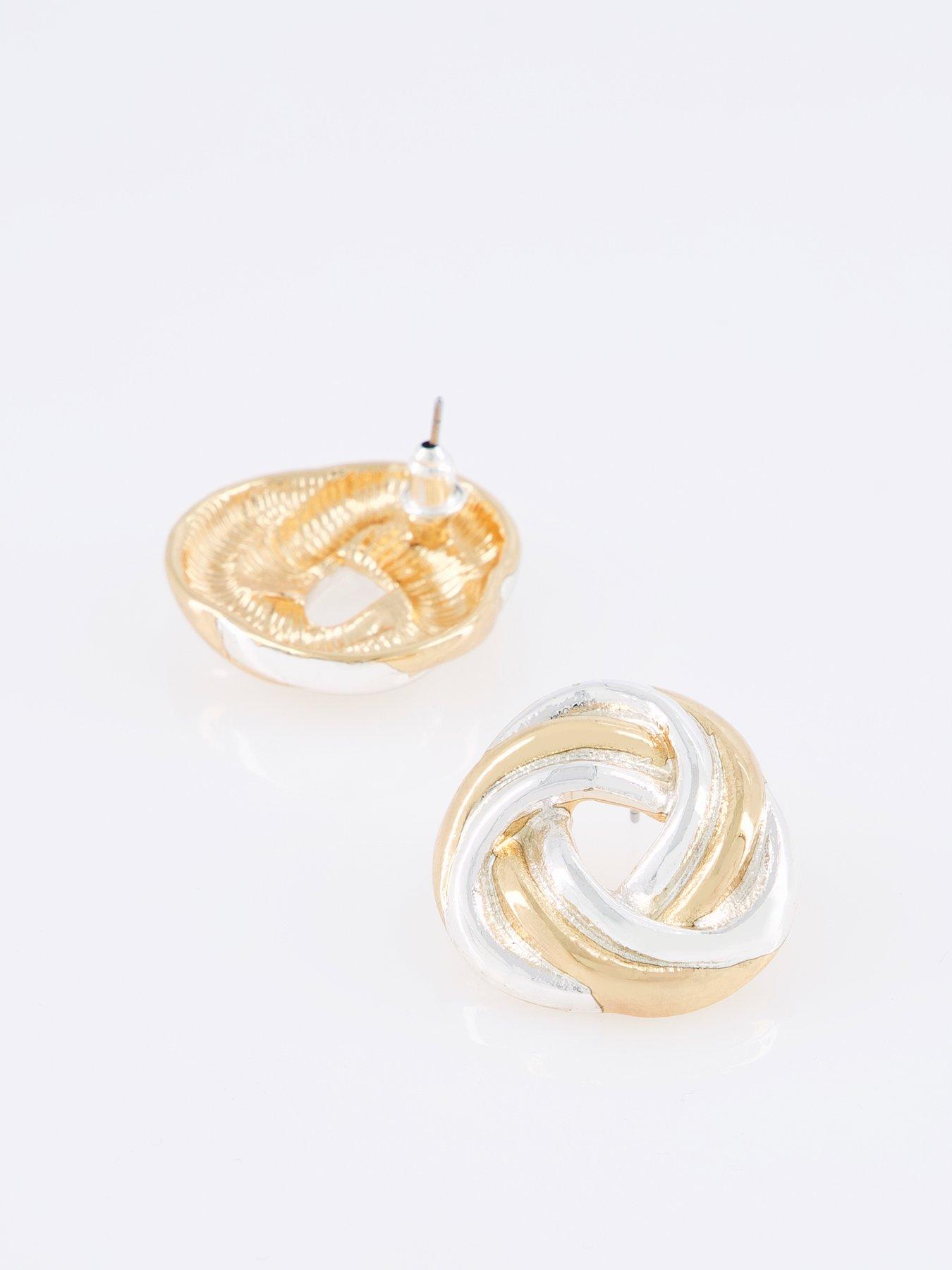 Image 2 of 3 of The Very Collection Mixed Metal Knot Stud Earrings - Multi