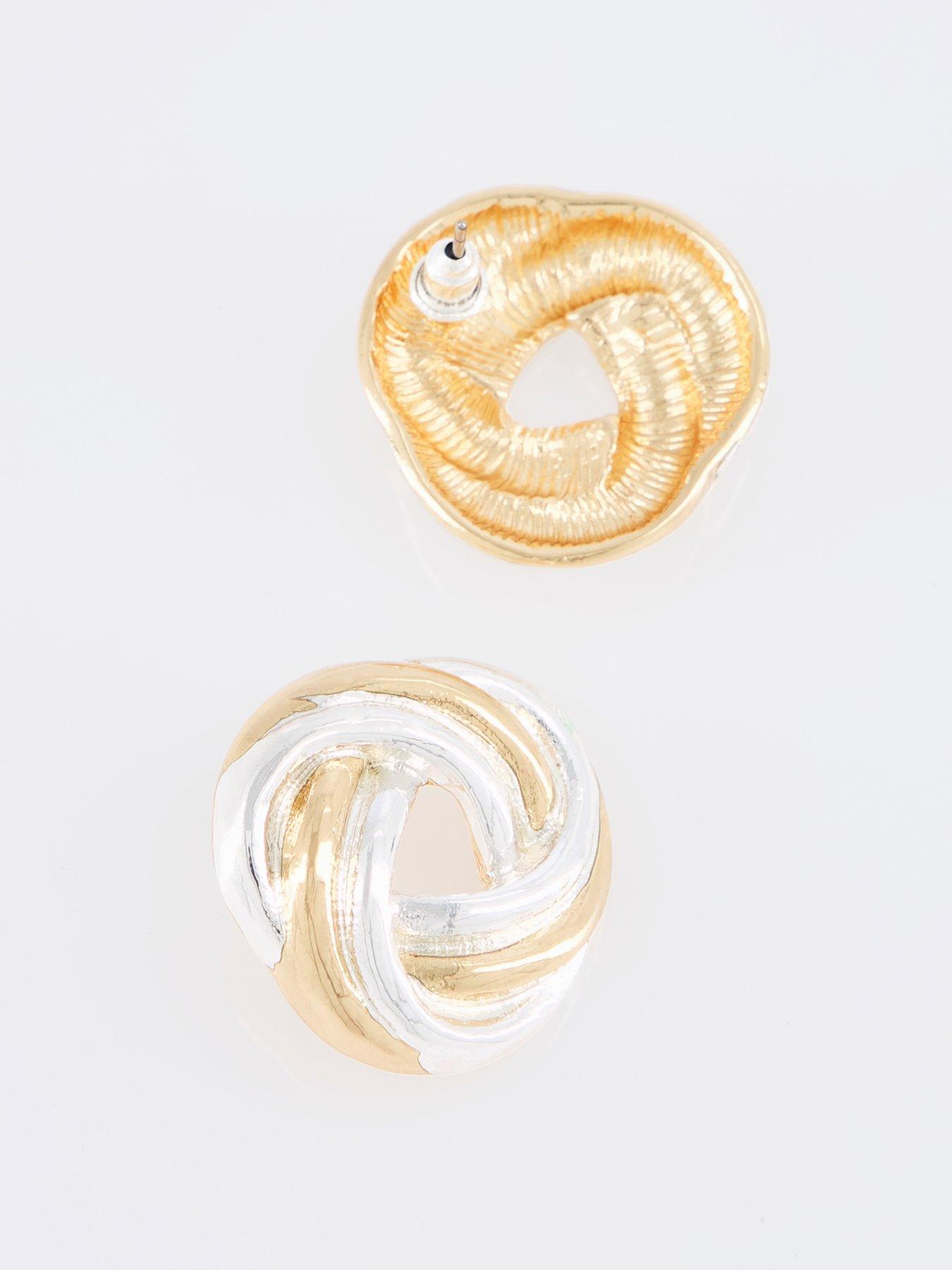 Image 3 of 3 of The Very Collection Mixed Metal Knot Stud Earrings - Multi