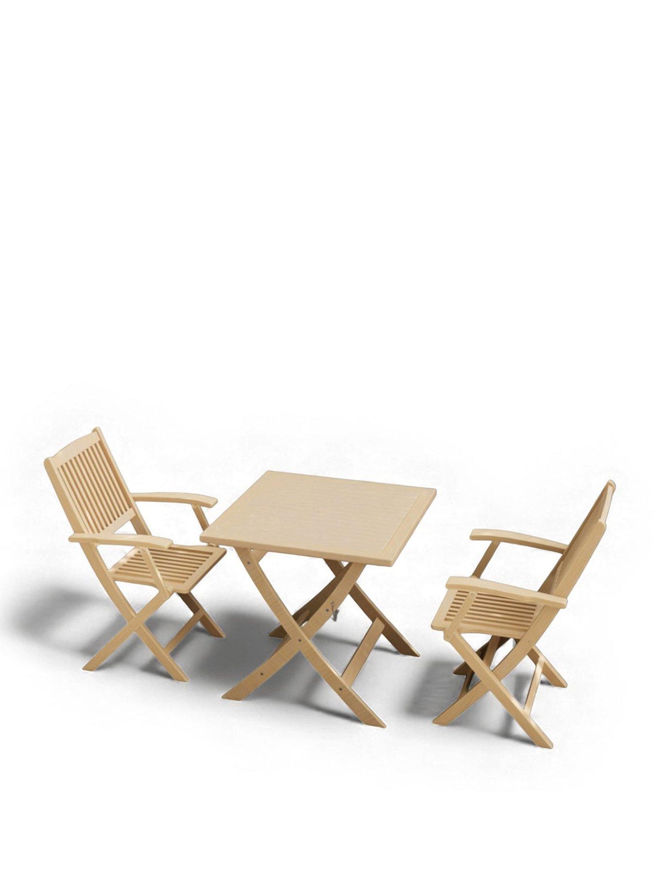 Image 2 of 4 of Royalcraft London Square Folding Bistro Set With 2 London Rope Folding Armchairs - Stripe