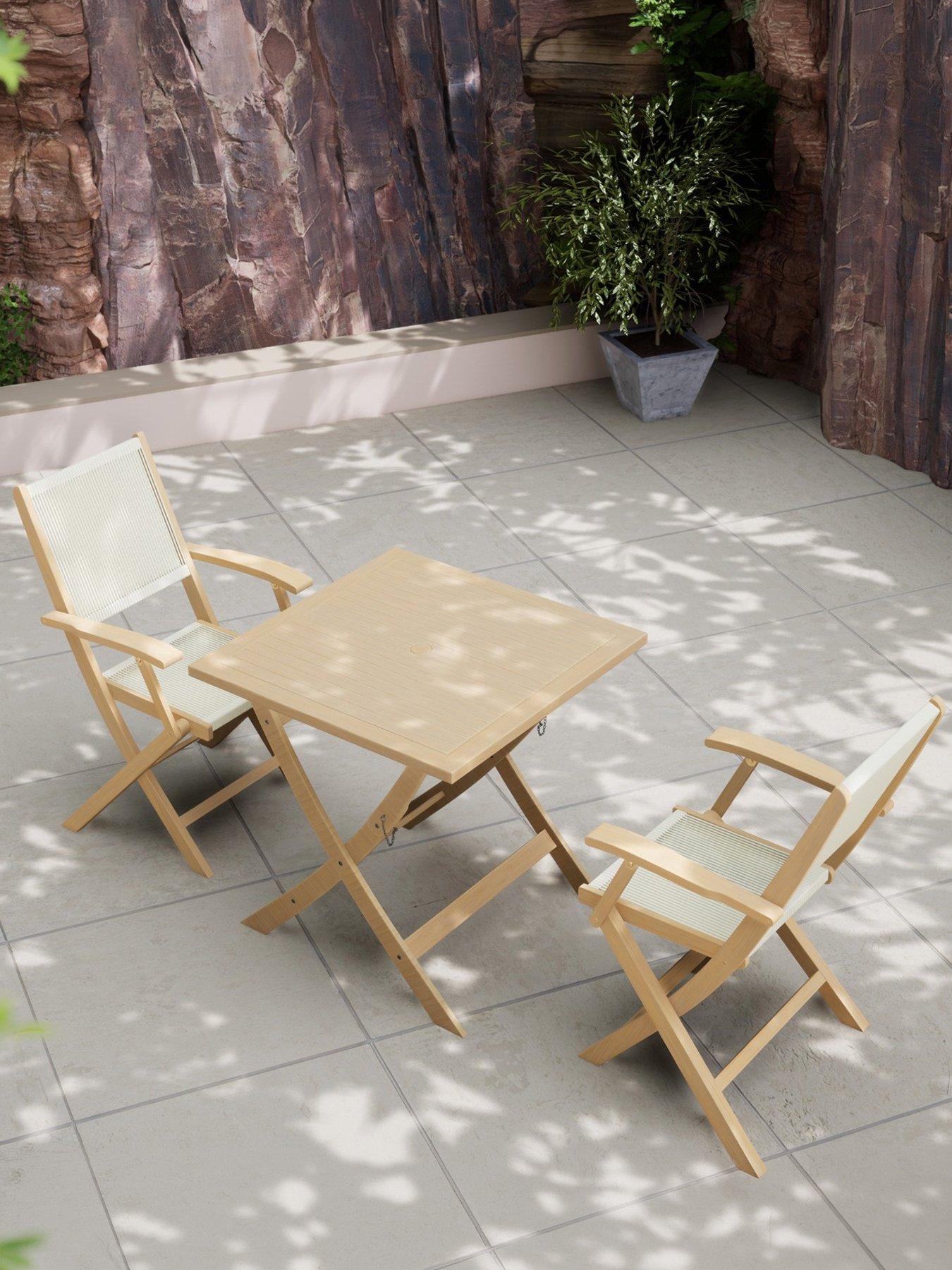Image 4 of 4 of Royalcraft London Square Folding Bistro Set With 2 London Rope Folding Armchairs - Stripe
