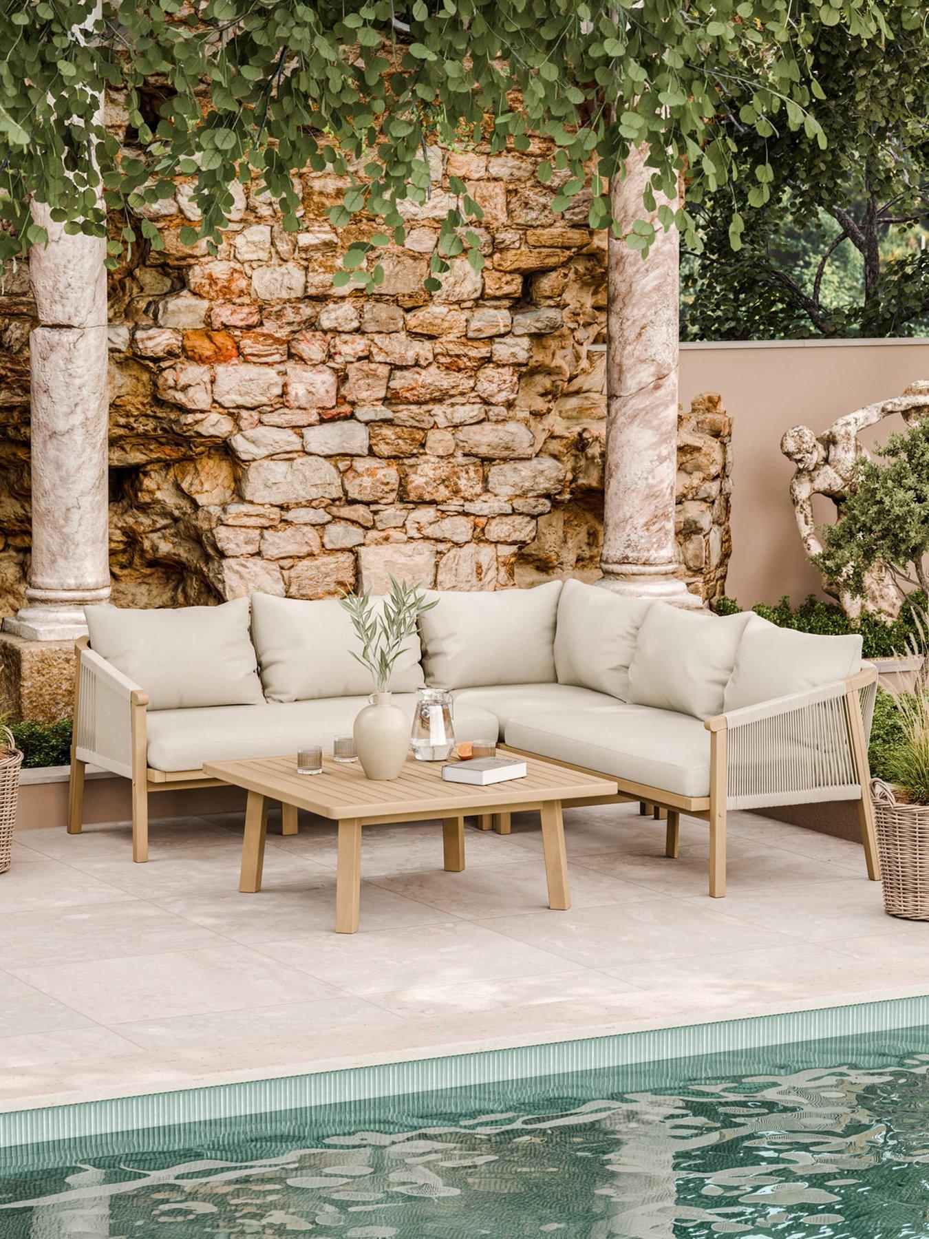 Image 1 of 6 of Royalcraft Roma L Shape Corner Set And Square Coffee Table