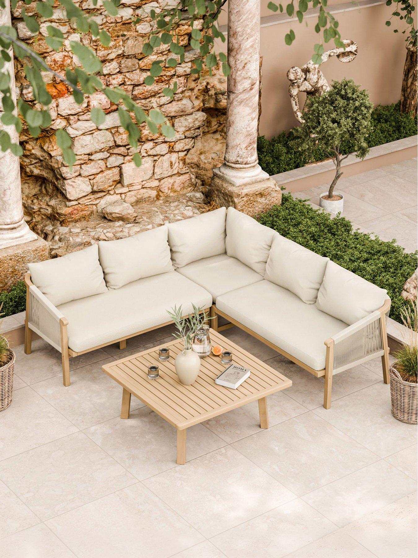 Image 4 of 6 of Royalcraft Roma L Shape Corner Set And Square Coffee Table