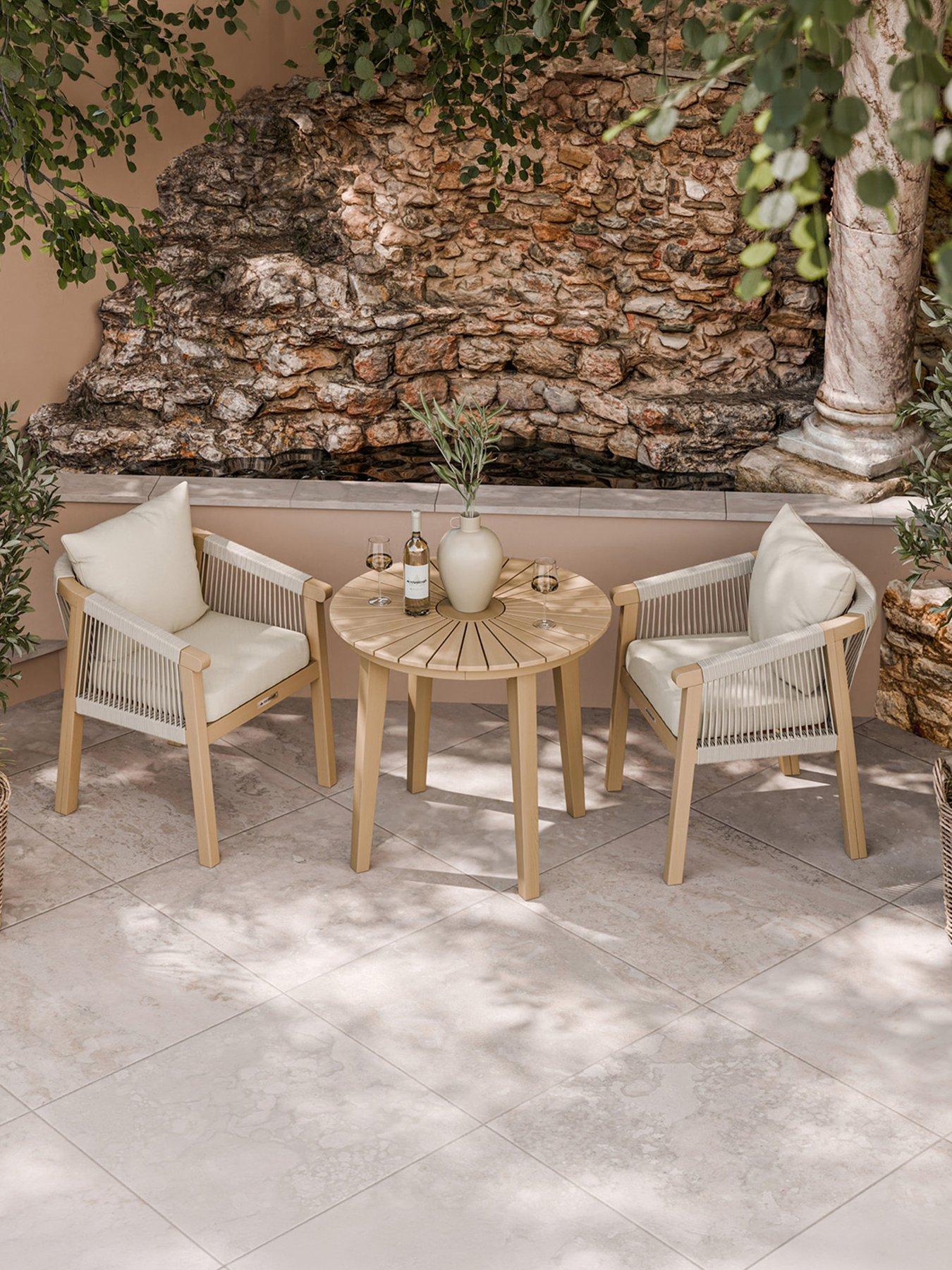 Image 1 of 7 of Royalcraft Roma Round Sunray Bistro Table With 2 Roma Dining Chairs